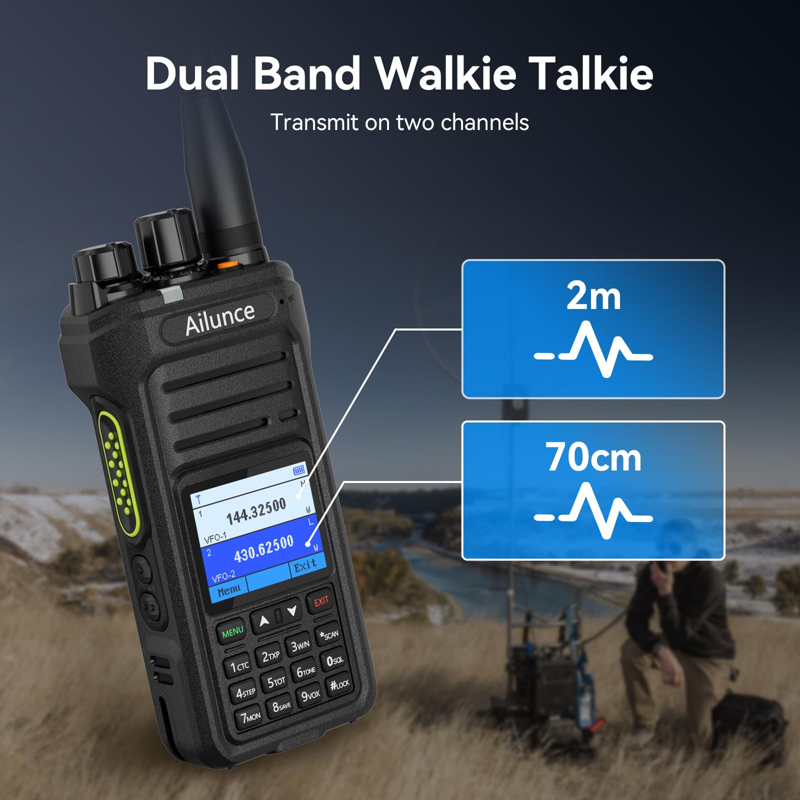 Foto 3 pulgar | Ham Radio Retevis Ailunce Ha1uv De Doble Banda Con Batería De 2800 Mah - Venta Internacional.