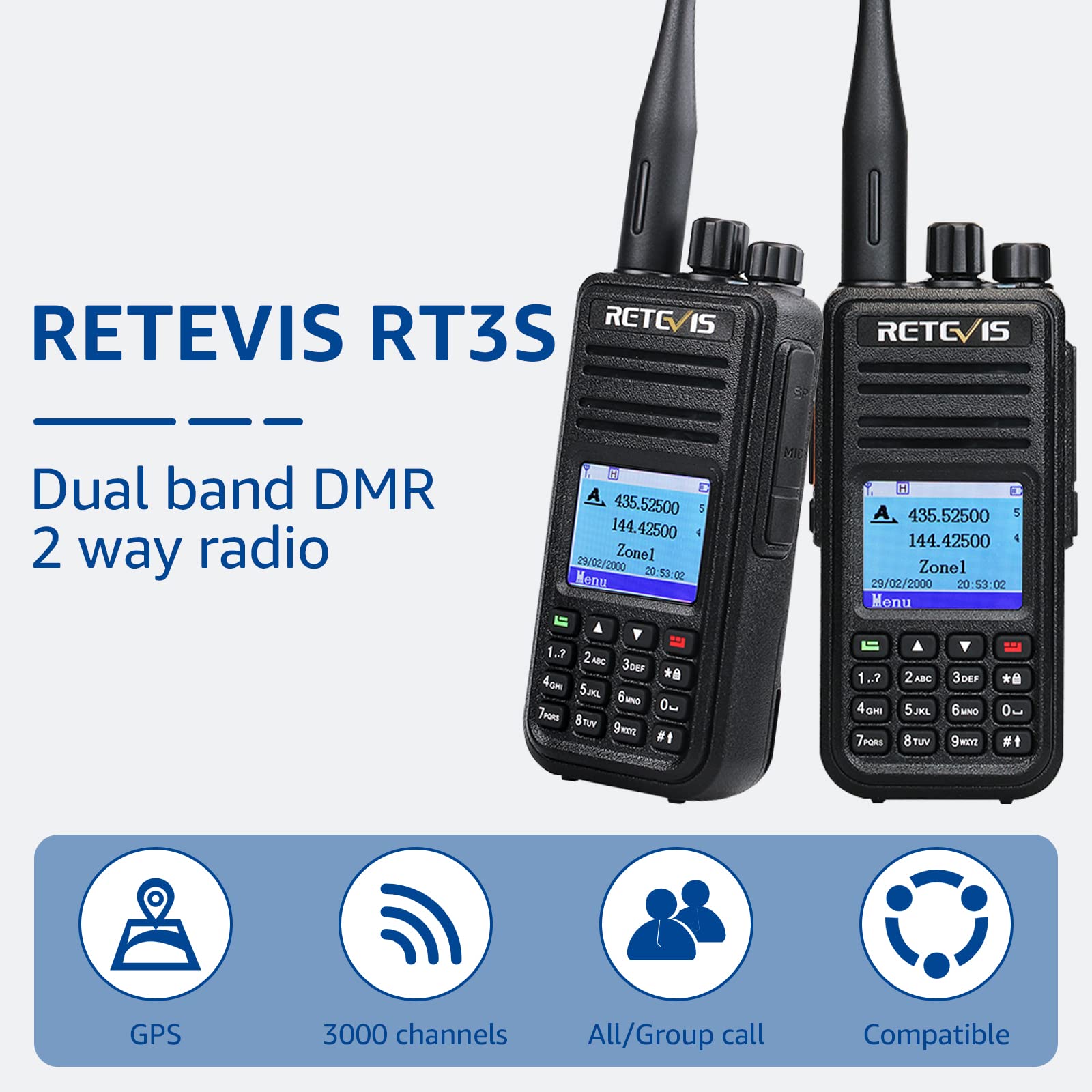 Foto 3 pulgar | Radio Dmr Walkie Retevis Rt3s De Doble Banda, 2000 Mah - Venta Internacional.