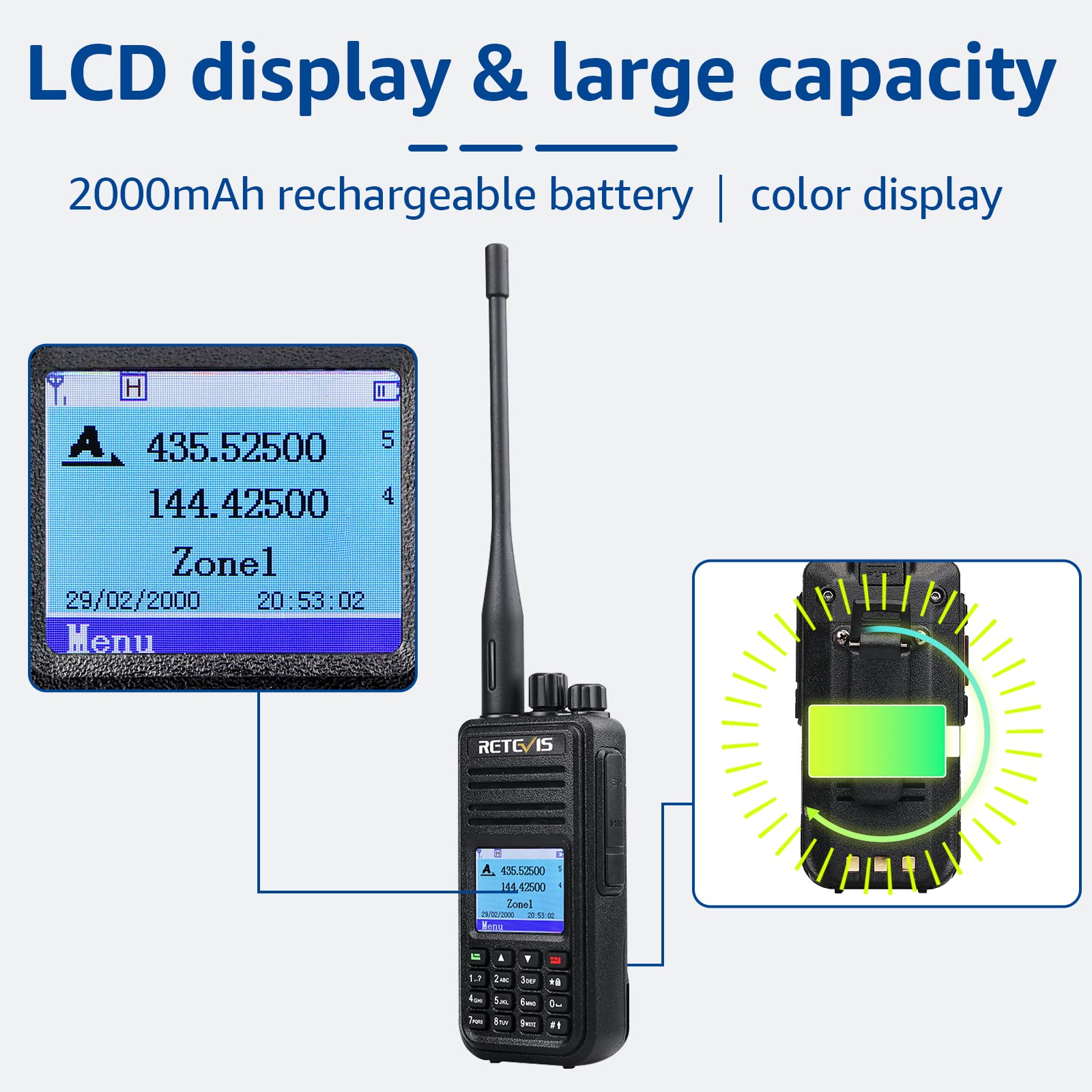 Foto 6 pulgar | Radio Dmr Walkie Retevis Rt3s De Doble Banda, 2000 Mah - Venta Internacional.