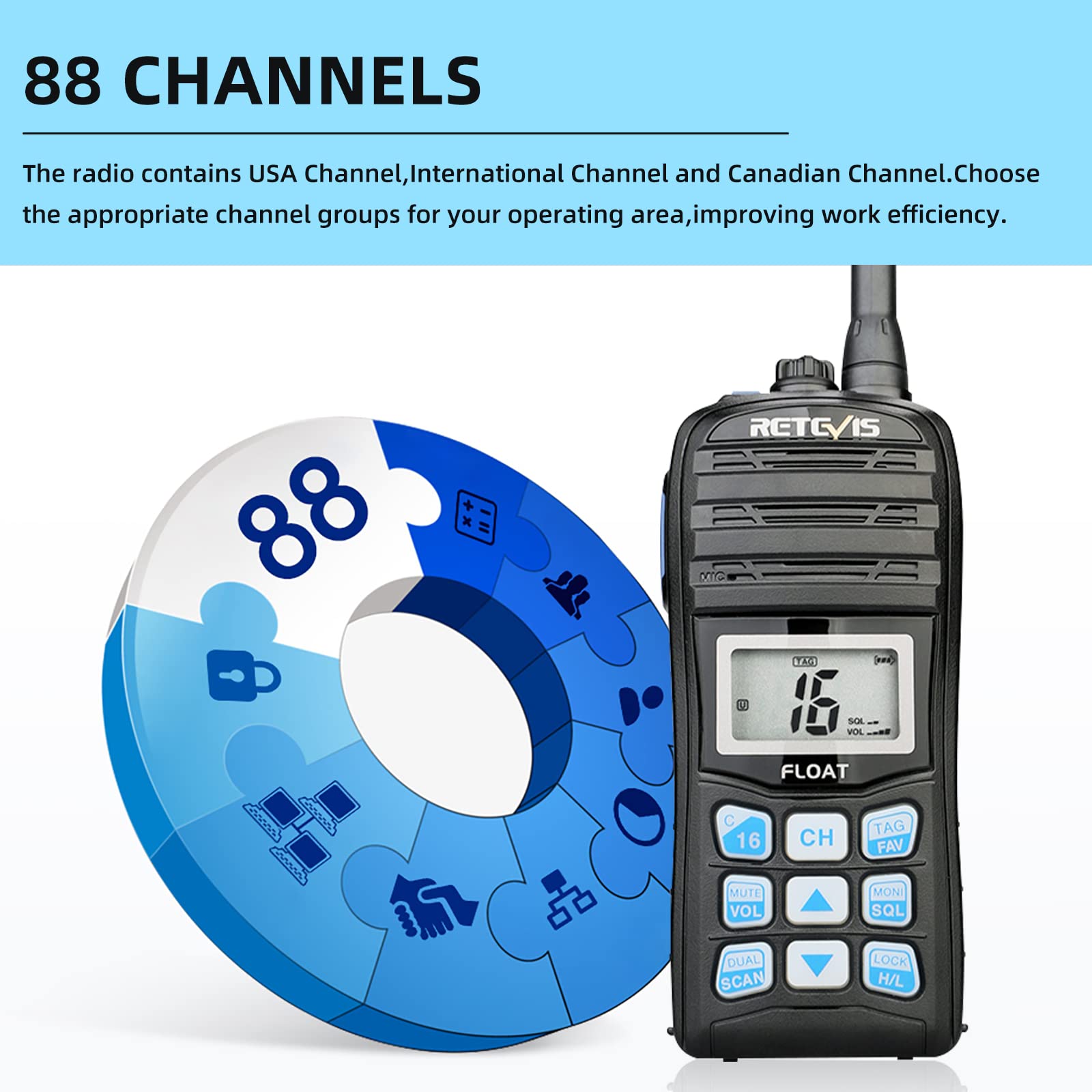 Foto 5 | Radio Marina Retevis Rt55 Portátil Ip67 A Prueba De Agua Con Noaa - Venta Internacional.