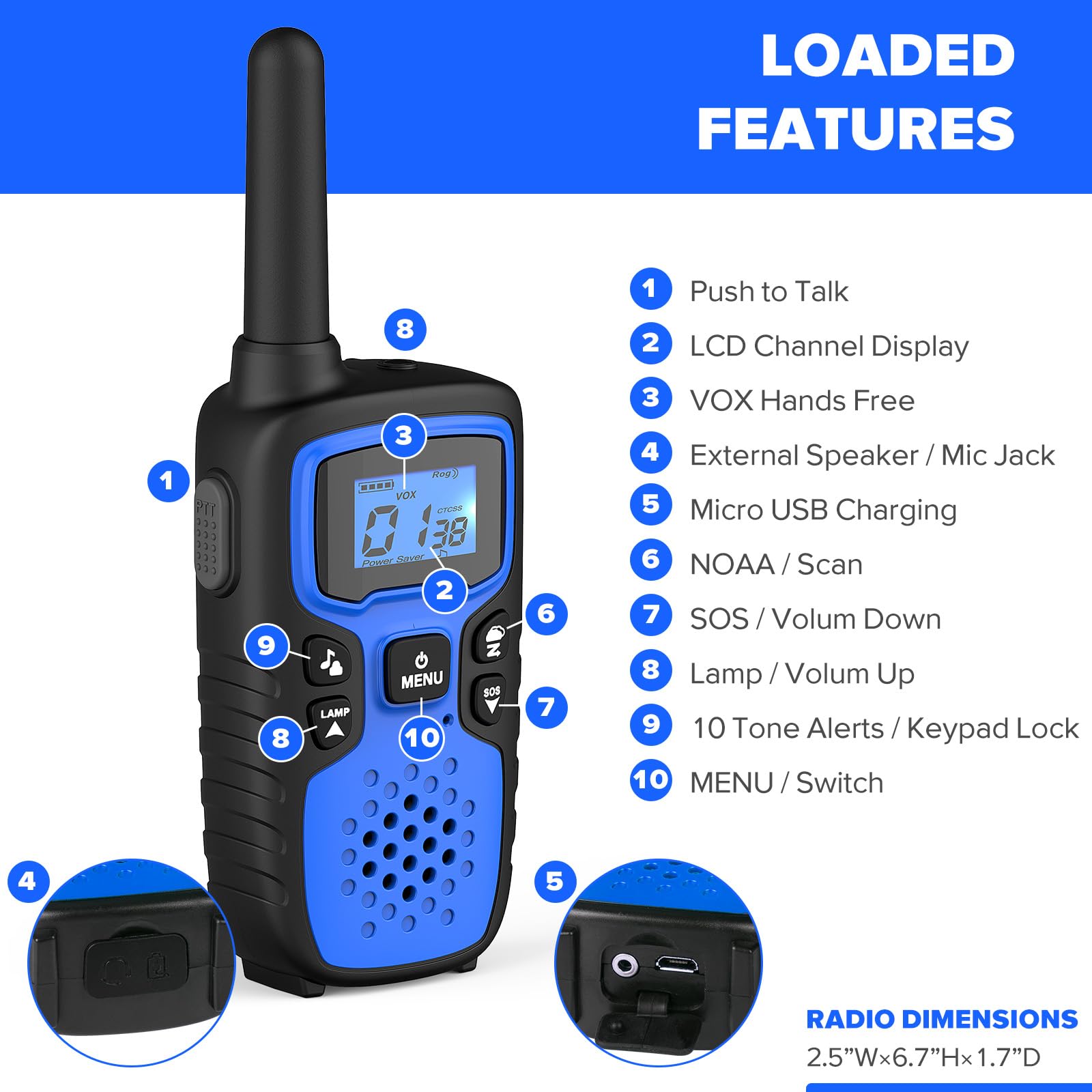 Foto 4 pulgar | Walkie Talkies Wishouse M9 Recargables De Largo Alcance, Paquete De 4 - Venta Internacional.