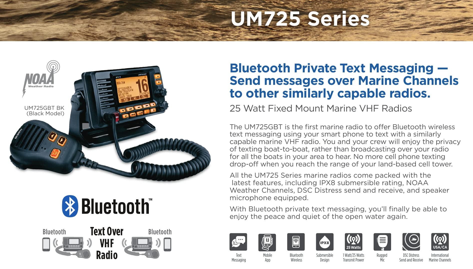 Foto 6 pulgar | Radio VHF Marina Uniden UM725GBTBK 1 W/25 W con GPS y Bluetooth - Venta Internacional