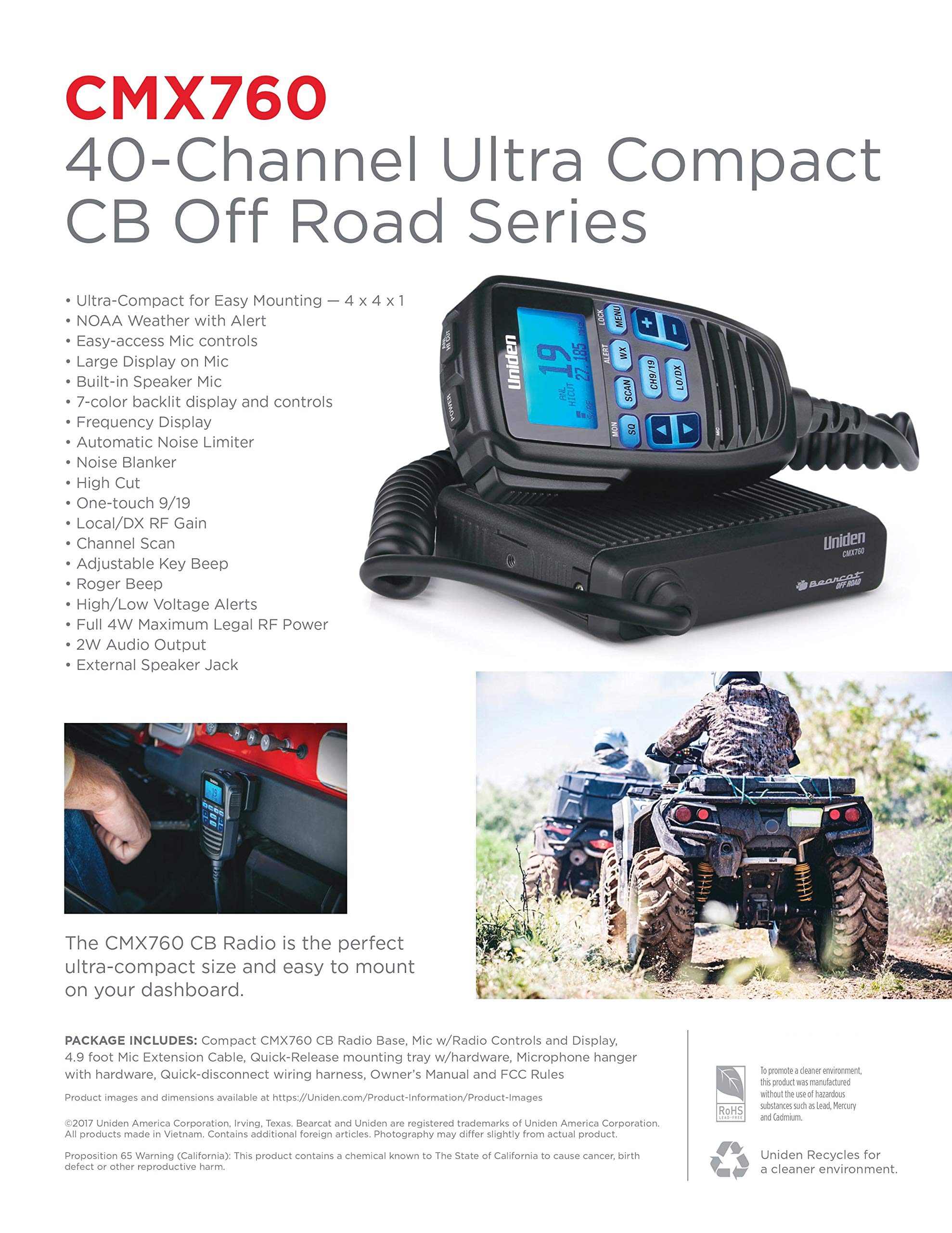 Foto 2 | Radio Cb Uniden Cmx760 Bearcat Off Road Ultracompacta De 40 Canales - Venta Internacional.