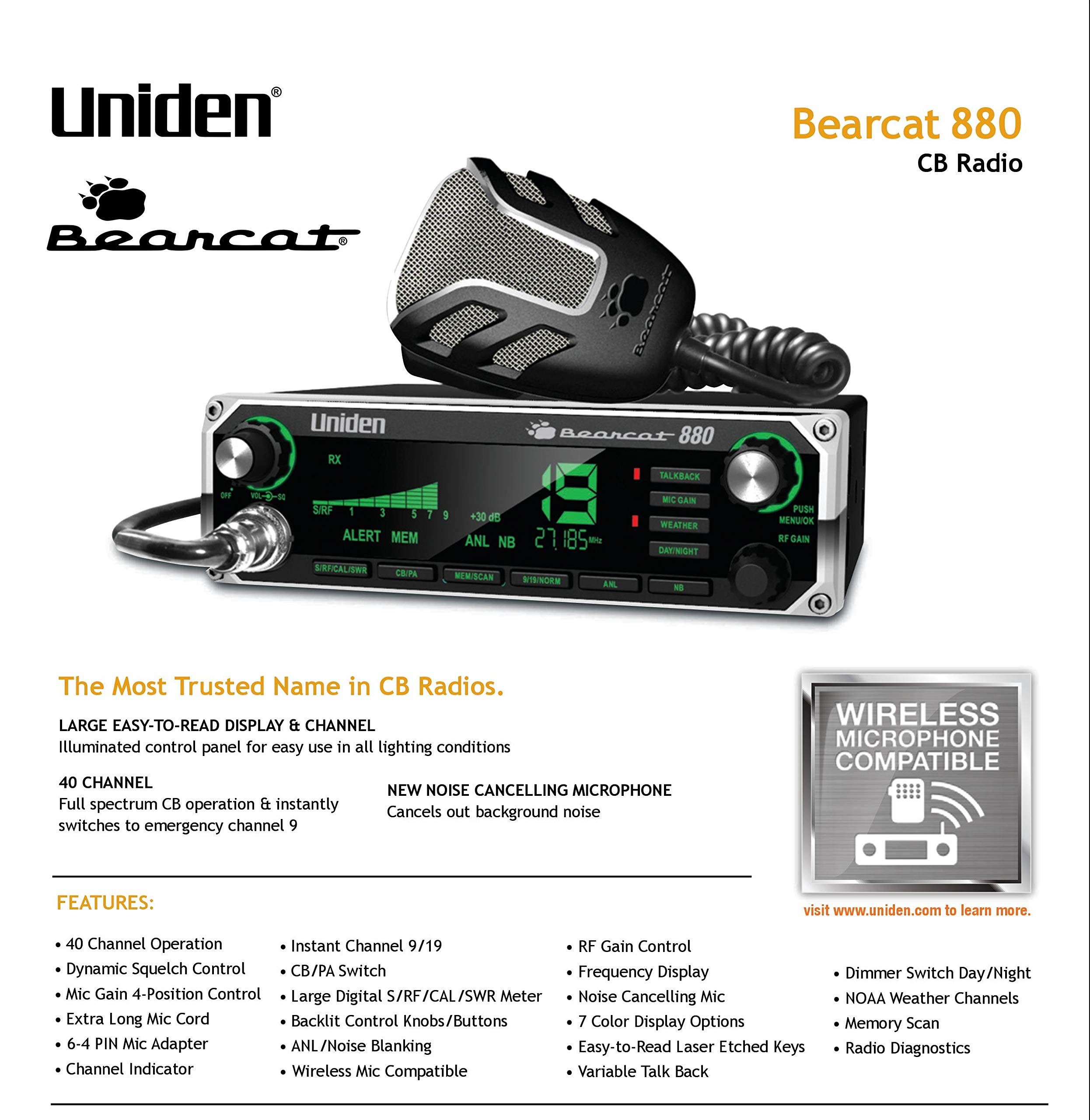 Foto 4 | Pantalla Lcd Cb Uniden Bearcat 880 De 40 Canales Y 7 Colores - Venta Internacional.
