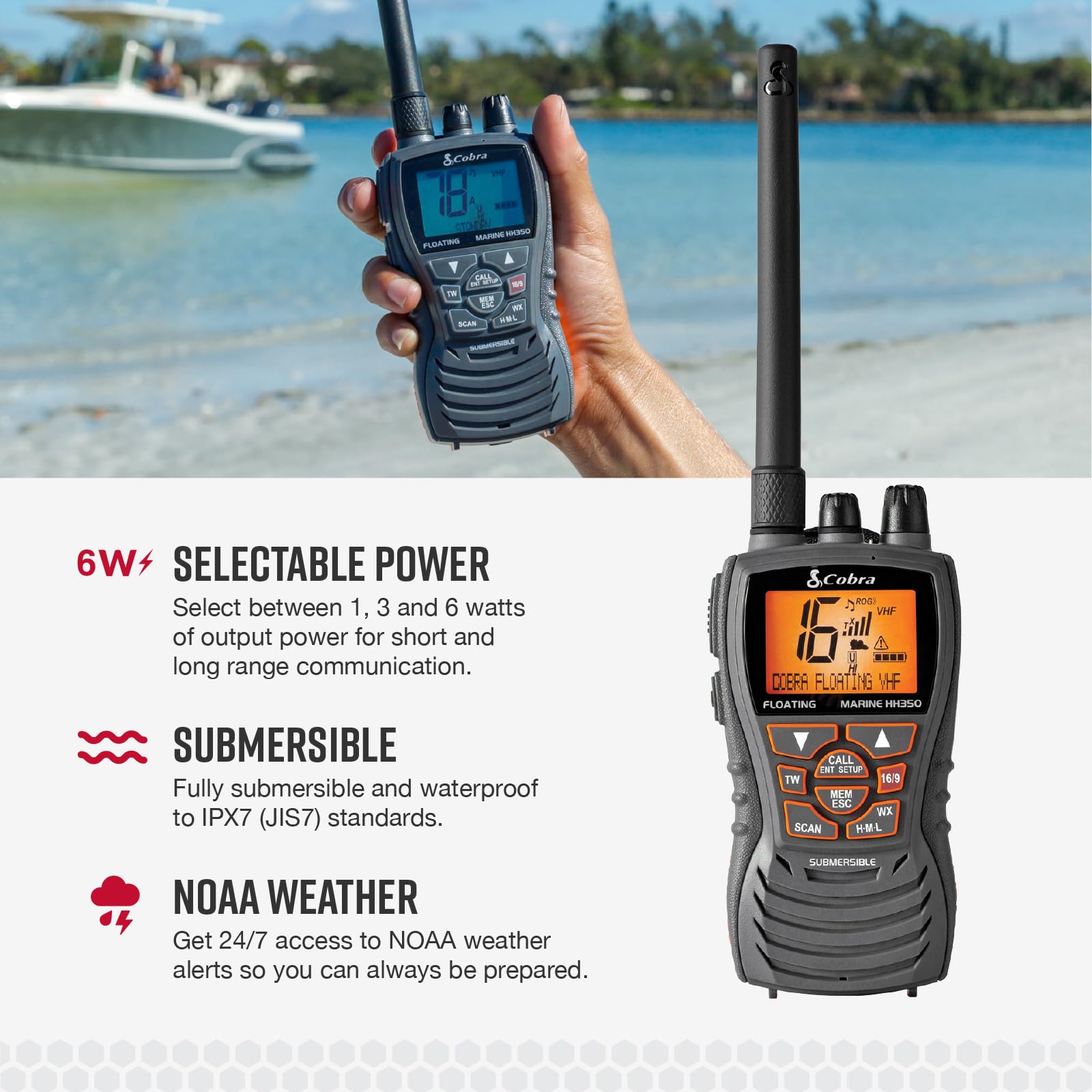 Foto 4 pulgar | Radio Vhf Flotante Portátil Cobra Mr Hh350 Flt 6w Gris - Venta Internacional.