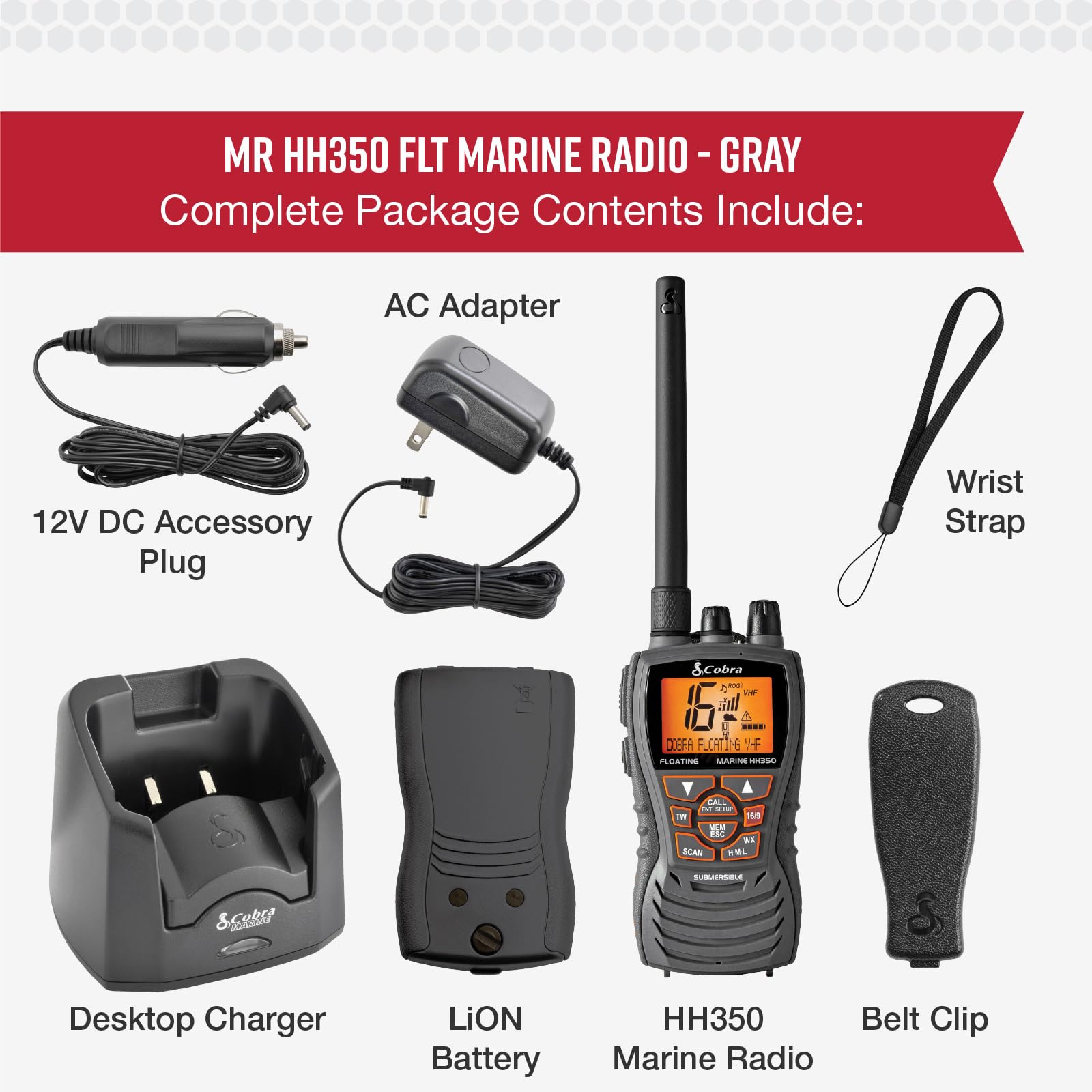 Foto 7 | Radio Vhf Flotante Portátil Cobra Mr Hh350 Flt 6w Gris - Venta Internacional.