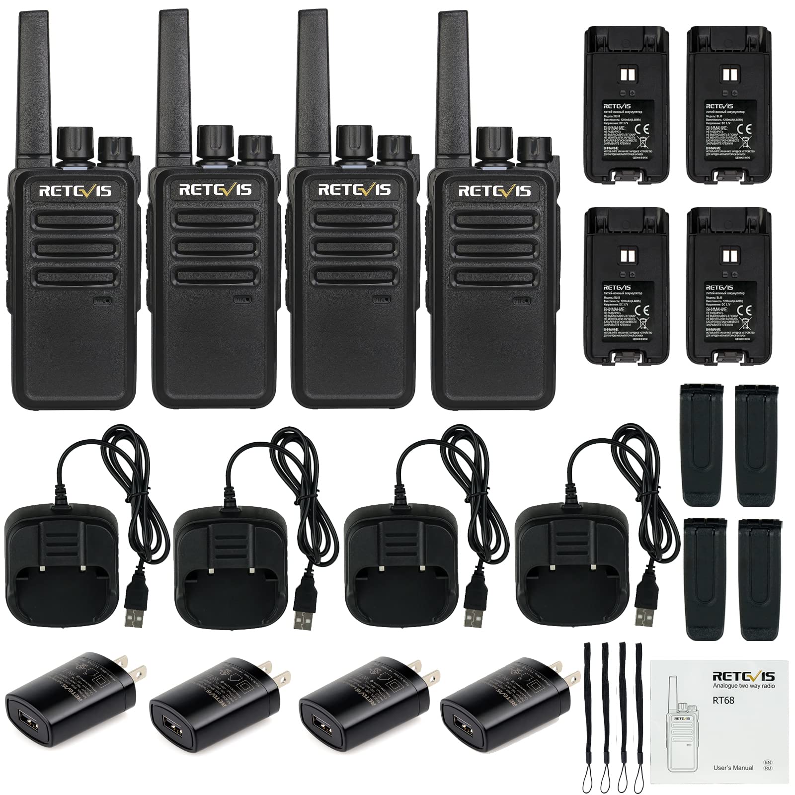 Foto 6 | Walkie Talkies Retevis Rt68 De Largo Alcance, 1200 Mah, Paquete De 4 - Venta Internacional.