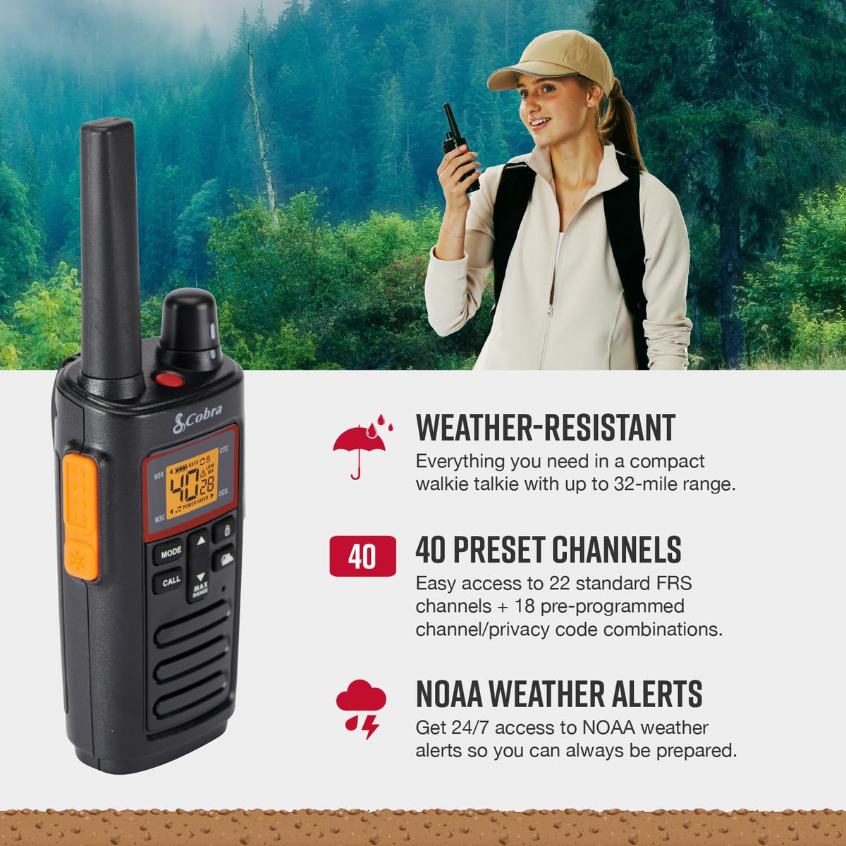 Foto 4 pulgar | Walkie Talkies Cobra Rx380 Recargables Con Un Alcance De 32 Millas, Paquete De 2 - Venta Internacional.