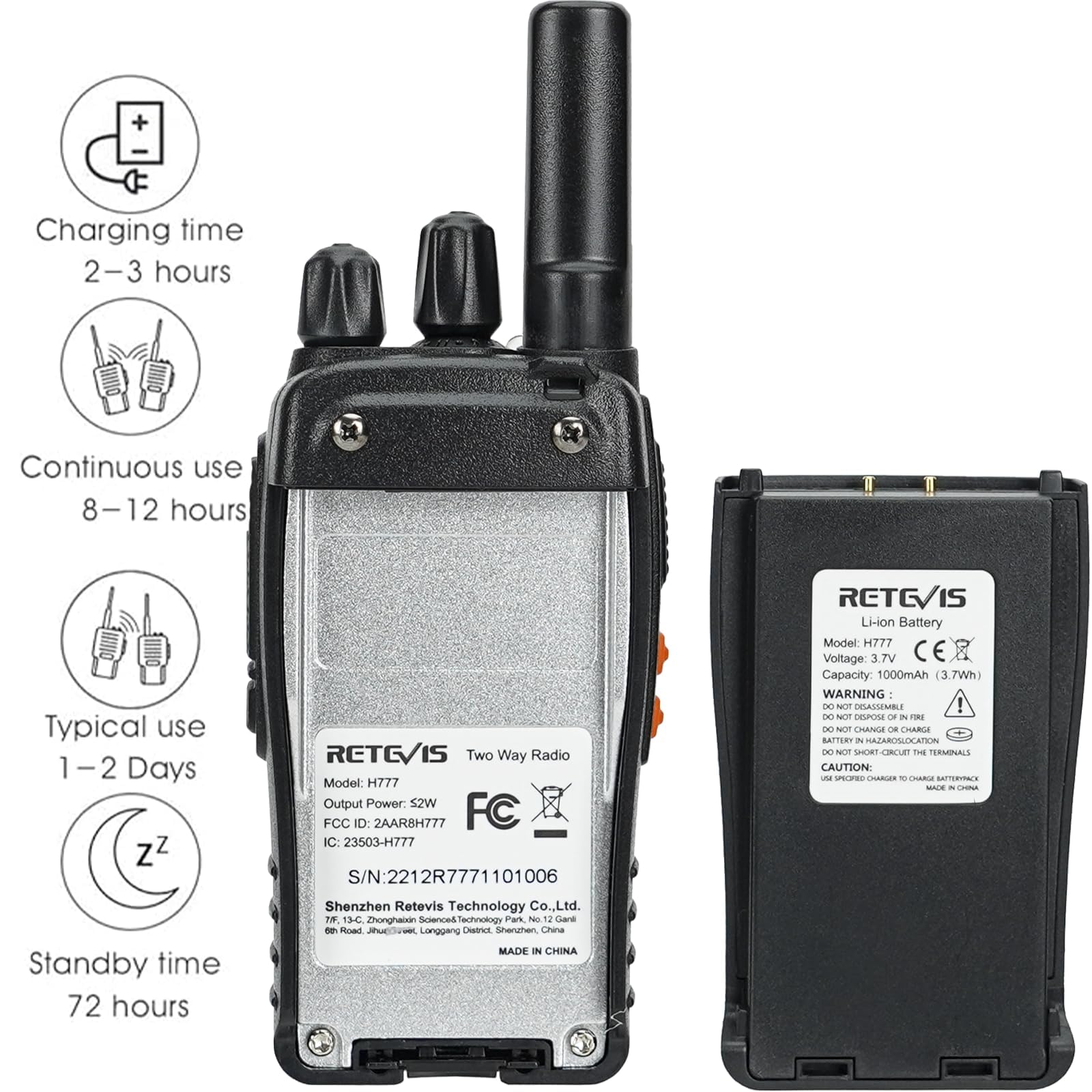 Foto 5 pulgar | Walkie Talkies Retevis H-777 Recargables De Largo Alcance, Paquete De 6 - Venta Internacional.