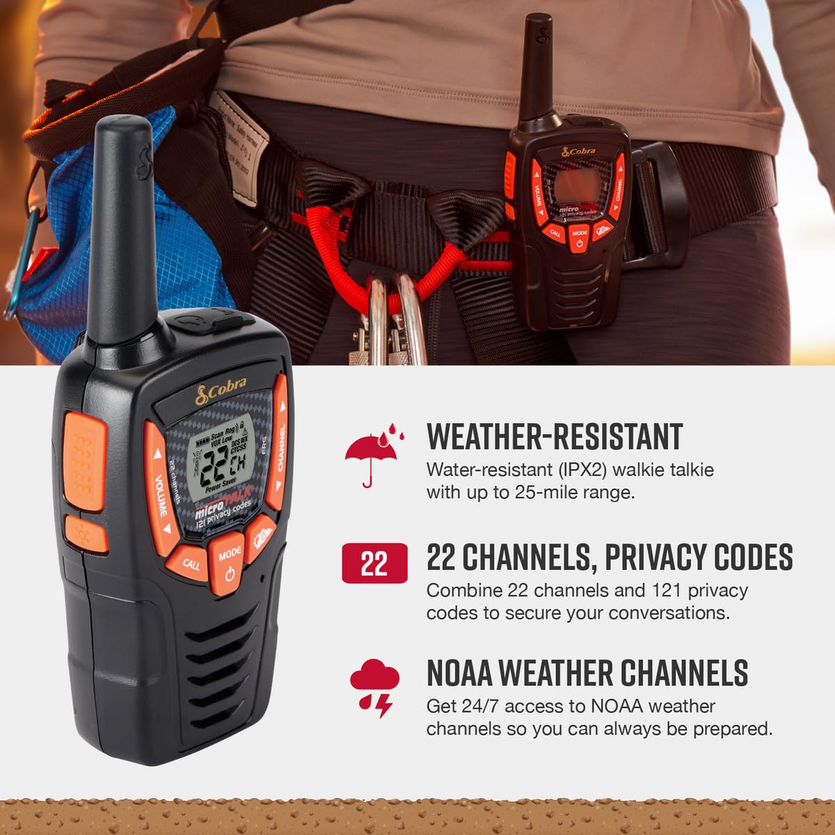 Foto 4 pulgar | Walkie Talkies Cobra Acxt390 Recargables, 2 Canales, 37 Mm - Venta Internacional.