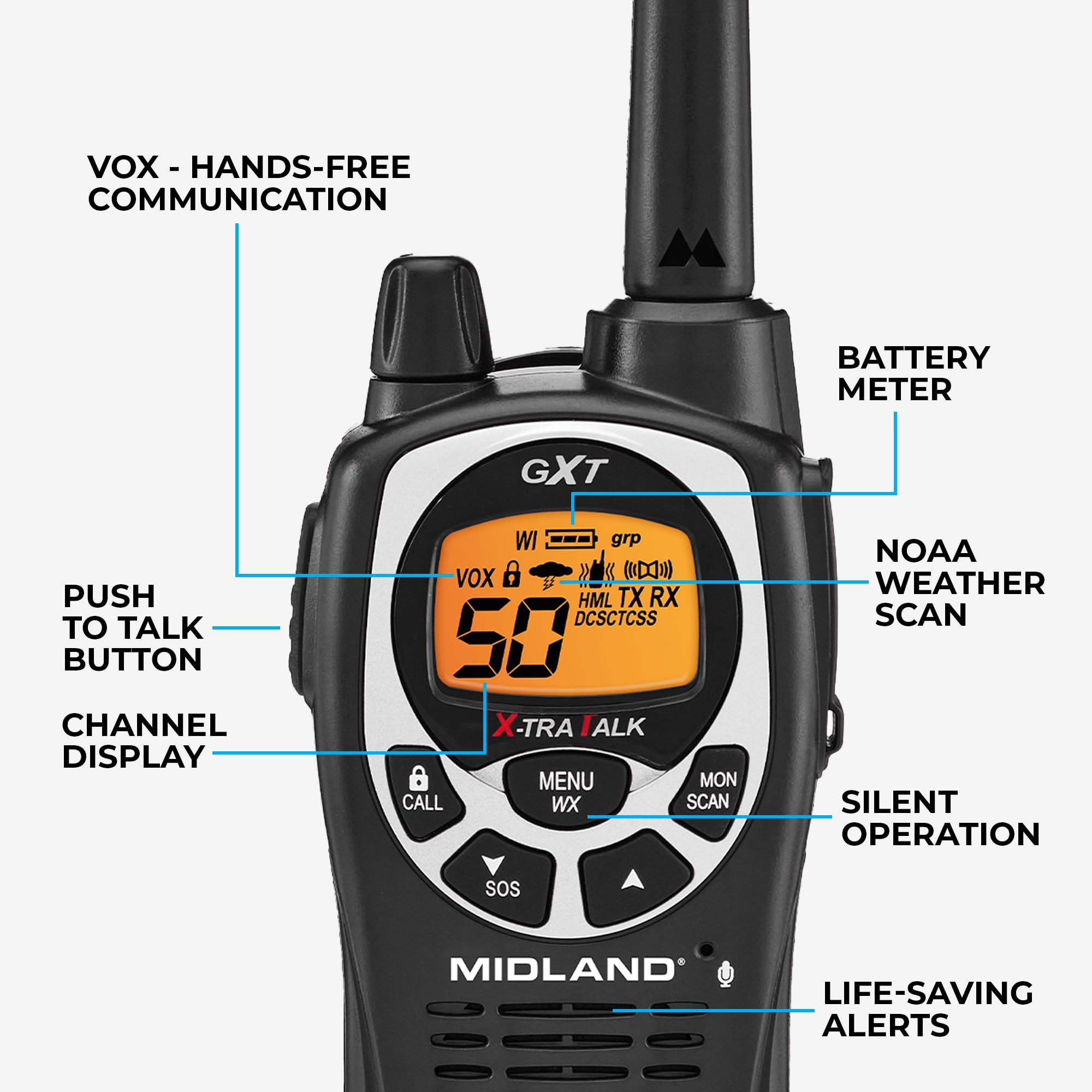 Foto 6 pulgar | Walkie Talkie Midland Gxt1000x3vp4 Radio Gmrs De 50 Canales - Venta Internacional.