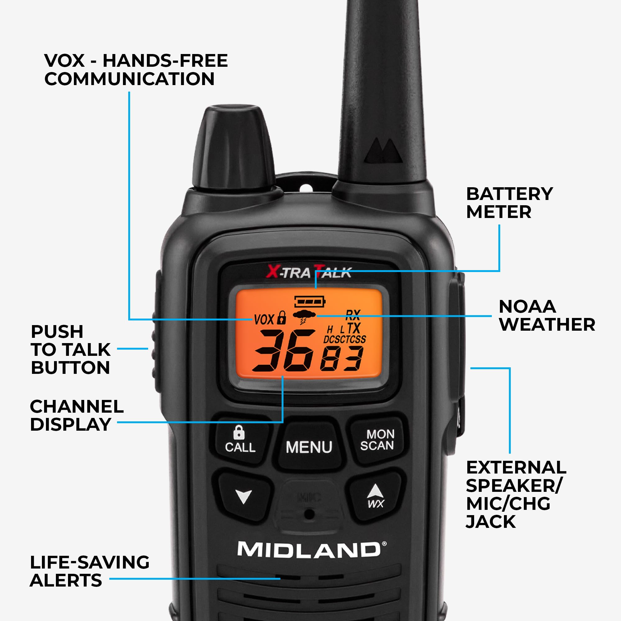 Foto 6 pulgar | Radio Empresarial Walkie Talkie Midland Lxt600bbx6 Con Cargador En Banda - Venta Internacional.