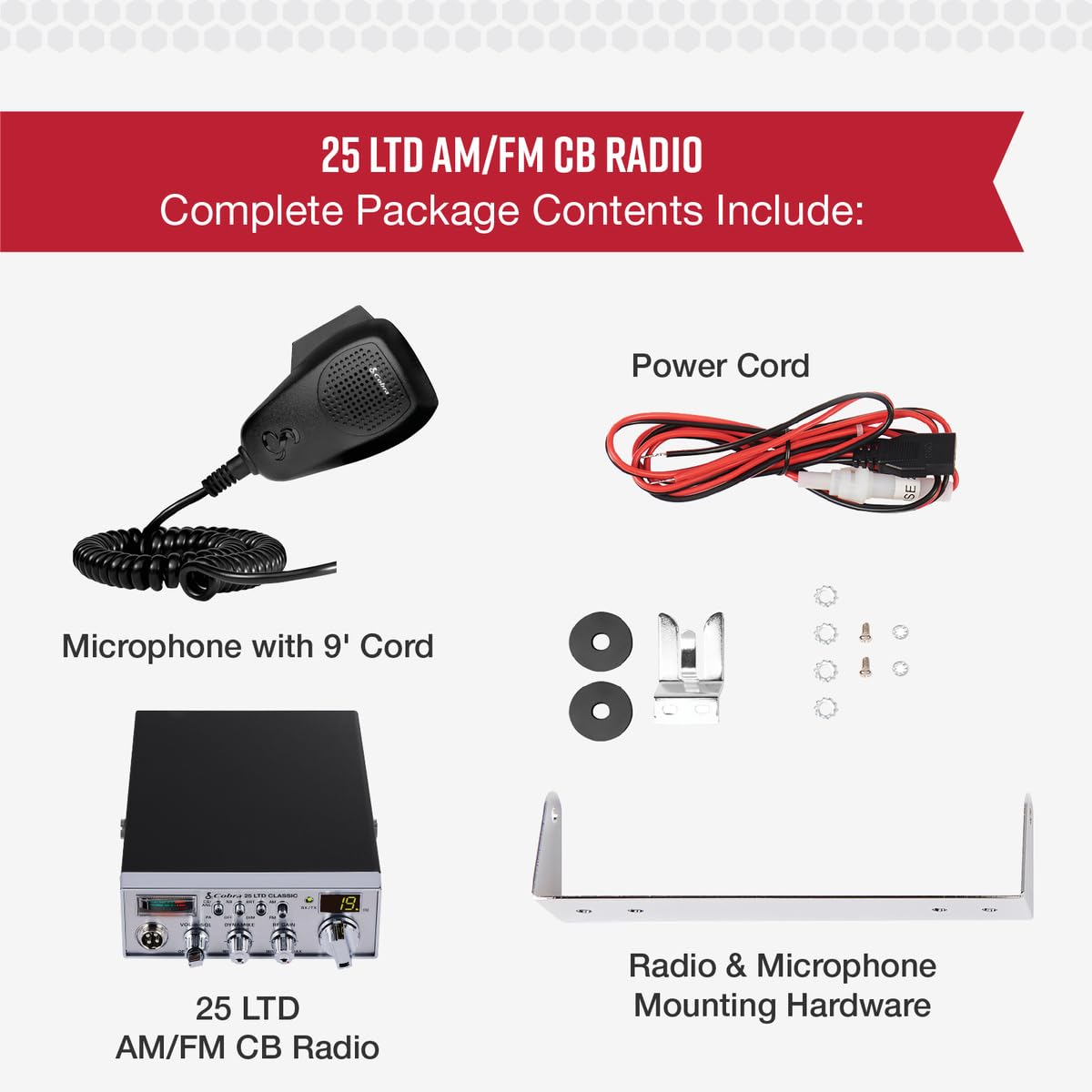Foto 6 | Cb Radio Cobra 25 Ltd Am/fm Profesional 4w 40 Canales Negro - Venta Internacional.