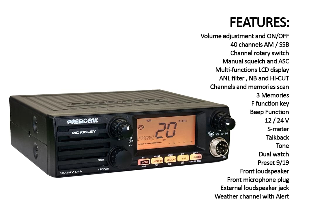 Foto 7 pulgar | Presidente De Cb Radio Mckinley Am/ssb 40 Canales 12/24 V Con Alertas De La Noaa - Venta Internacional.