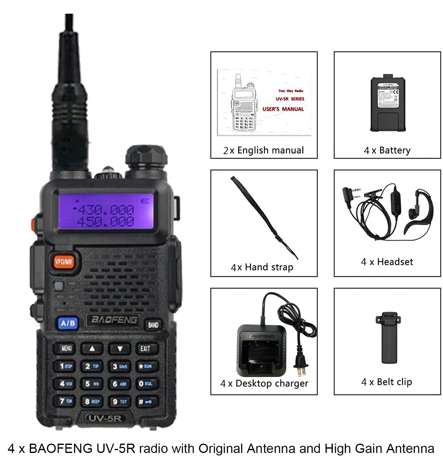 Foto 5 | Radio Bidireccional Baofeng Uv-5r  Radioaficionado Portátil (paquete De 4  Negro) - Venta Internacional.
