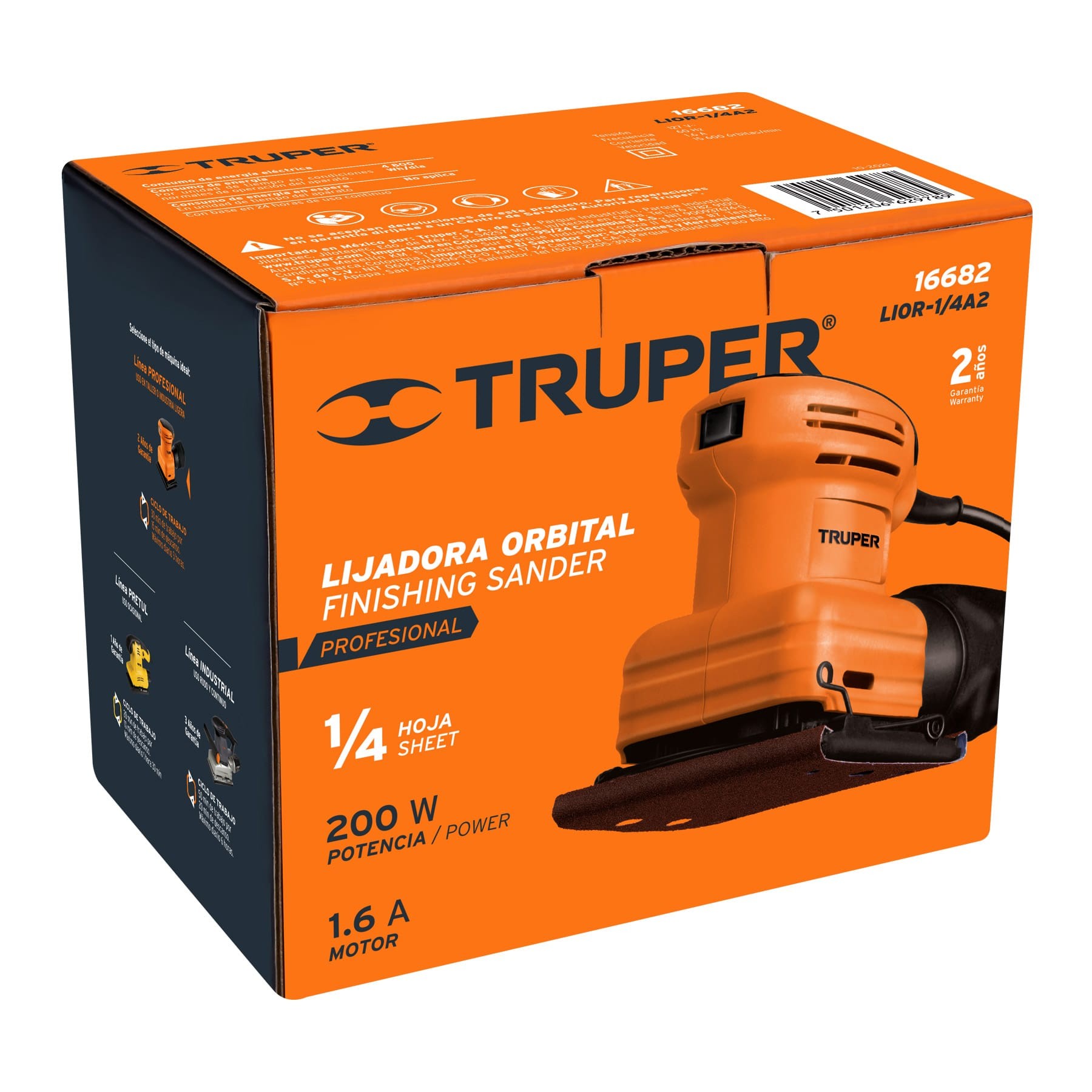 Foto 2 | Lijadora Orbital Truper Lior14a2 200 W color Naranja