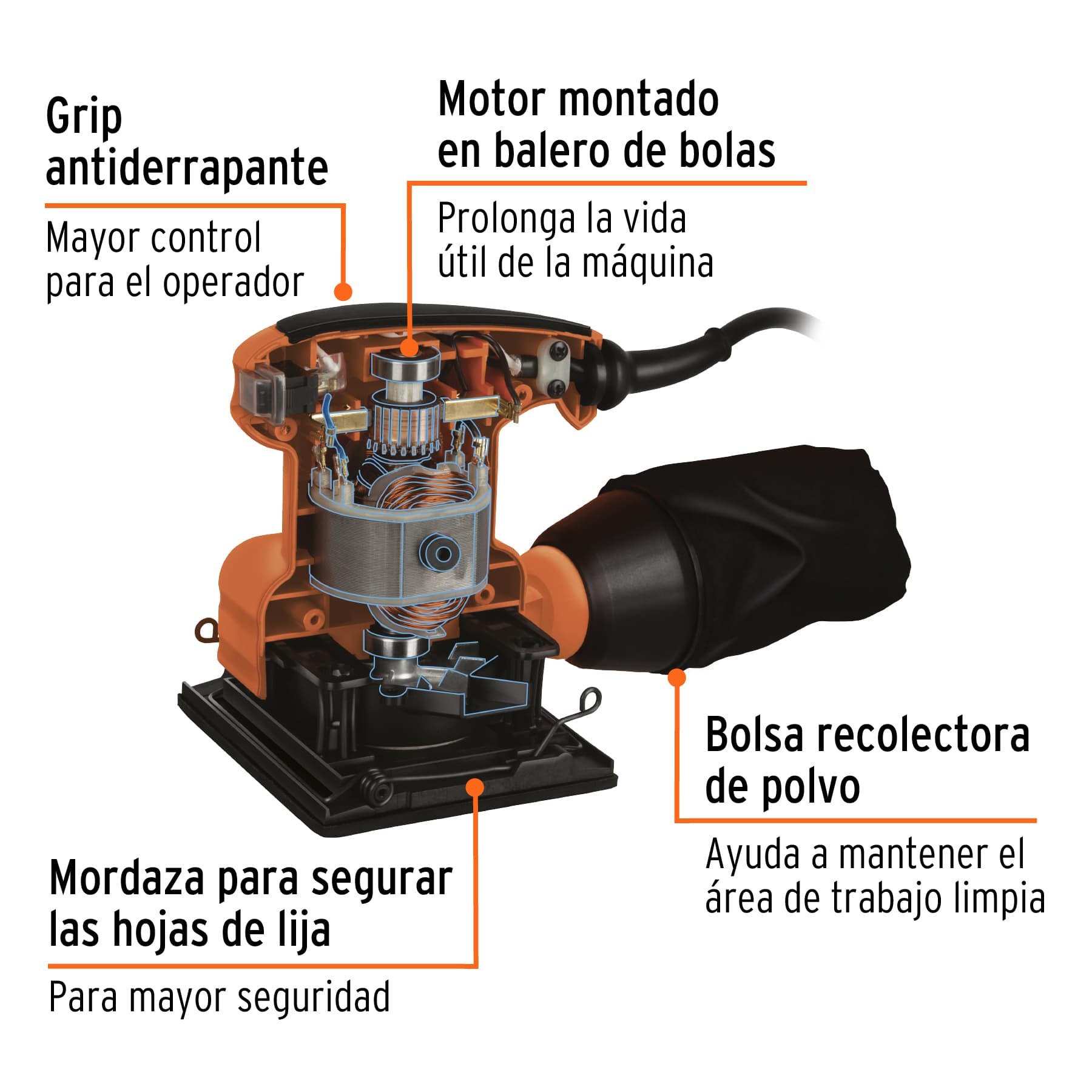 Foto 4 pulgar | Lijadora Orbital Truper Lior14a2 200 W color Naranja