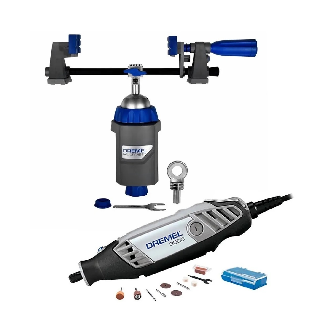 Mototool Dremel 3000 + Prensa de Banco Multi-vise + 10 Acc