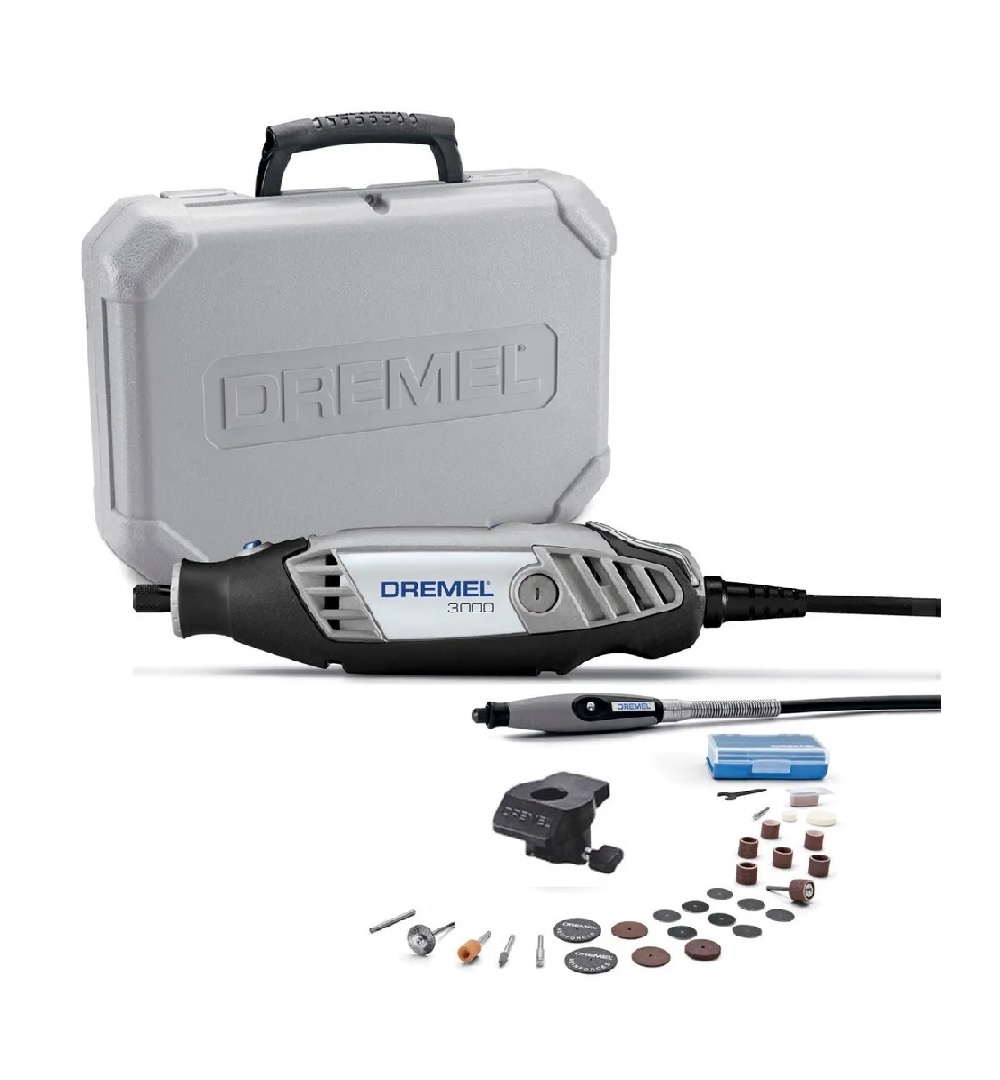 Dremel 3000-2/30 Mototool + Eje Flexible + 30 Accesorios color Gris