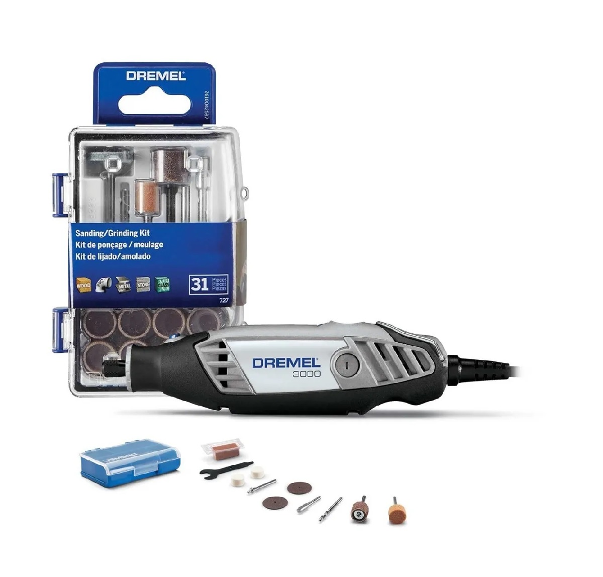 Mototool Dremel 3000 130w Vv + 10 Acc + Kit Dremel 727