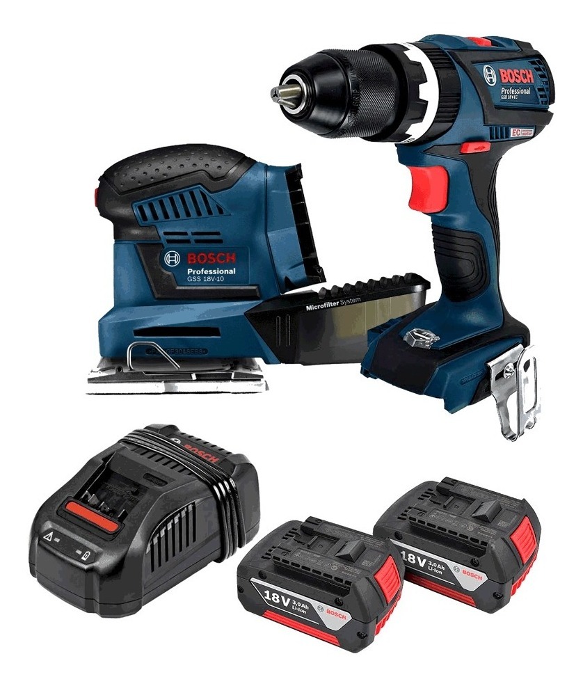 Combo Bosch De Rotomartillo Gsb 18 V-ec+ Lijadora Gss 18v-10