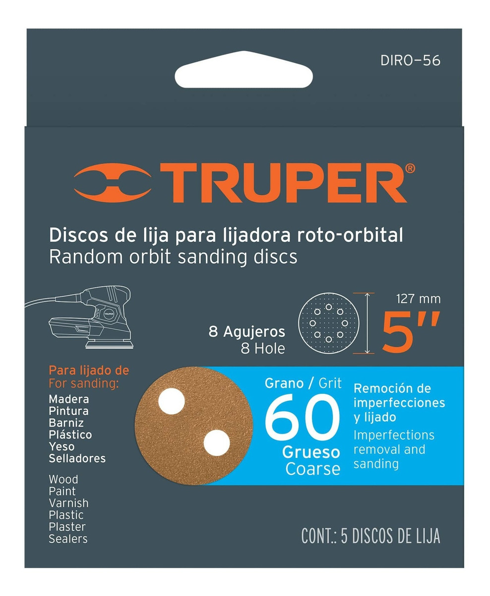 Discos De Lija Para Lijadora Roto Orbital Grano 40 A 320 5pz