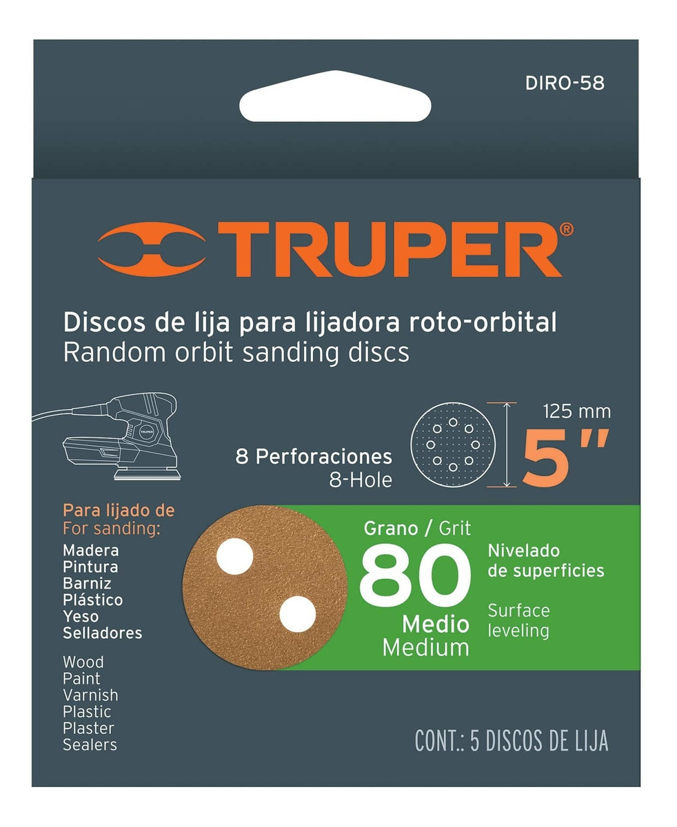 Discos De Lija Para Lijadora Roto Orbital Grano 40 A 320 5pz