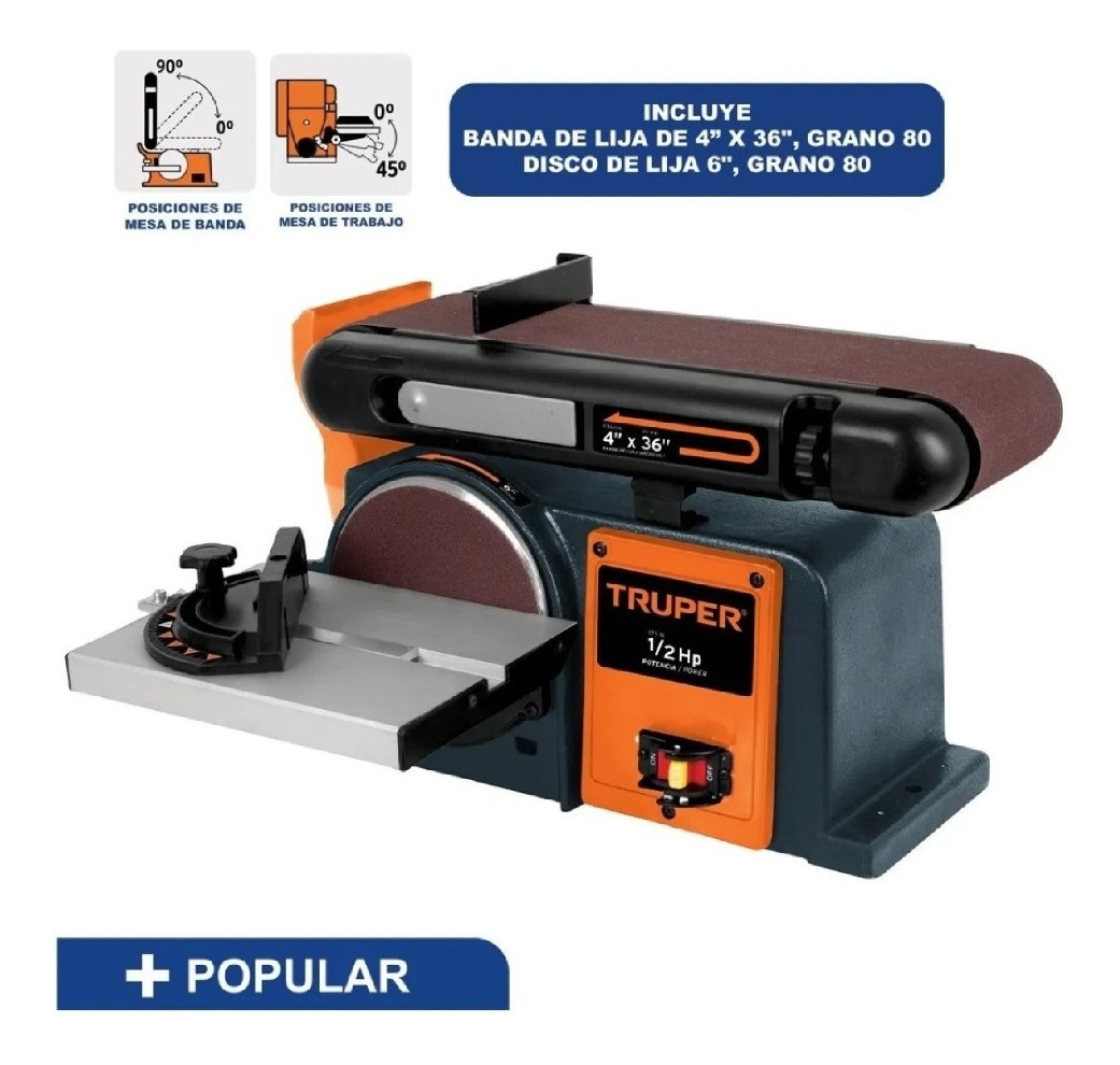 Lijadora De Banda Y Disco 4'' X 6'' 1/2 Hp Truper 12110