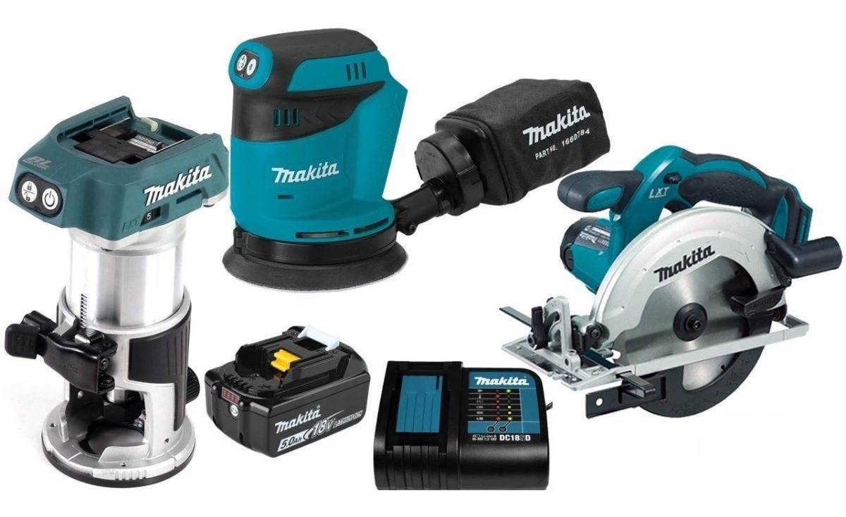 Combo Makita Sierra + Lijadora + Recortadora 18v Dlx3165st