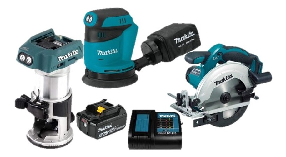 Foto 2 pulgar | Combo Makita Dlx3165st Router - Lijadora - Sierra 18 Volts