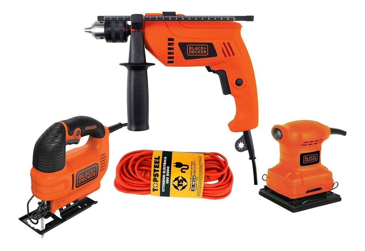 Kit Carpintero Black+Decker Rotomartillo Caladora Lijadora