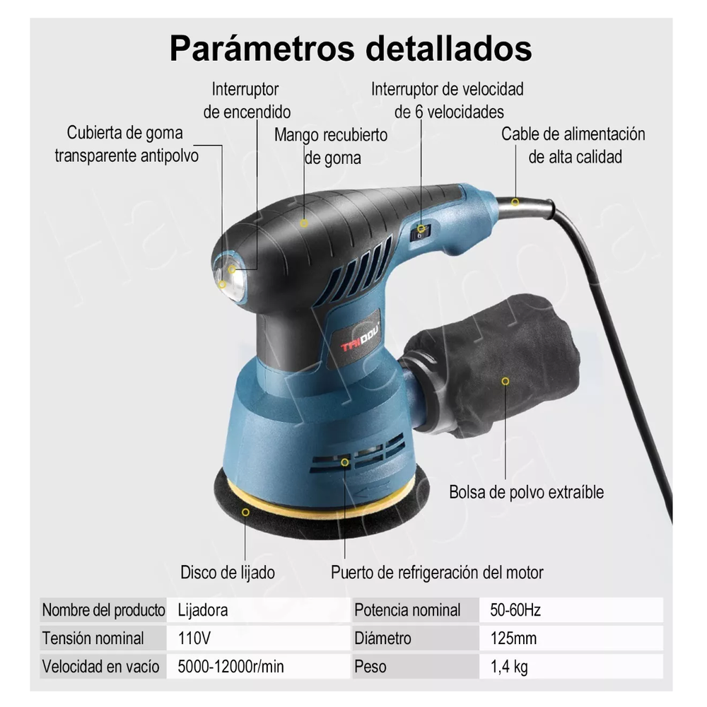 Foto 4 | Lijadora Orbital Belug 6 Variaciones de Velocidad 300 W incluye 10 Lijas