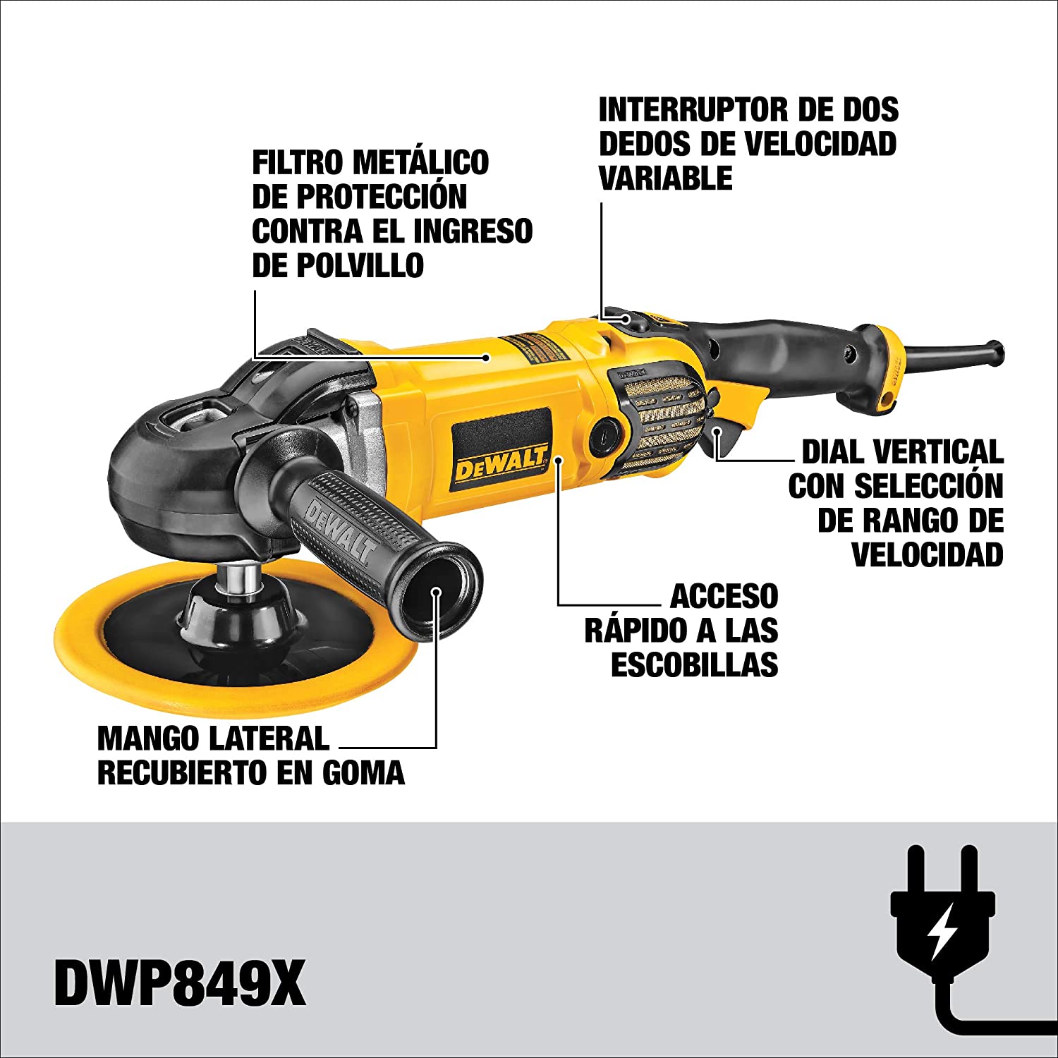 Foto 3 pulgar | Lijadora Angular DeWALT Dwp849x Pulidora de 7-9" 180 mm - 230 mm 1250 W Velocidad Variable