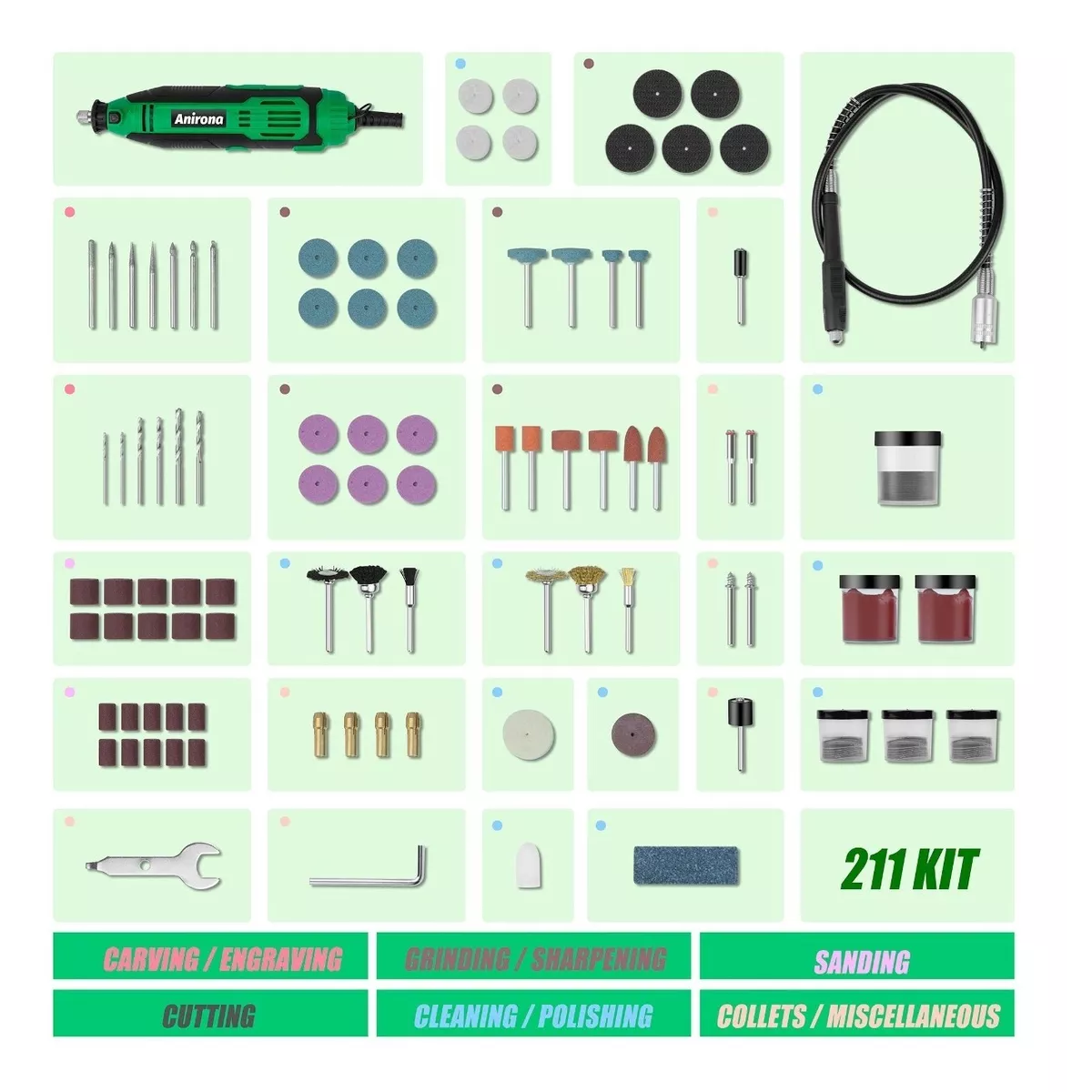 Foto 4 pulgar | Mini Taladro con 211 Piezas Eo Safe Imports Esi-6934 Multicolor