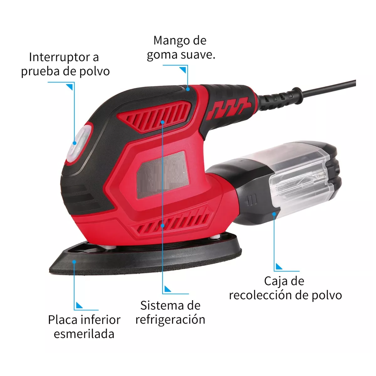 Foto 4 pulgar | Lijadora Orbital de Ratón Eo Safe Imports Esi-7091 1.6a 200w 14000 rpm Profesional Rojo