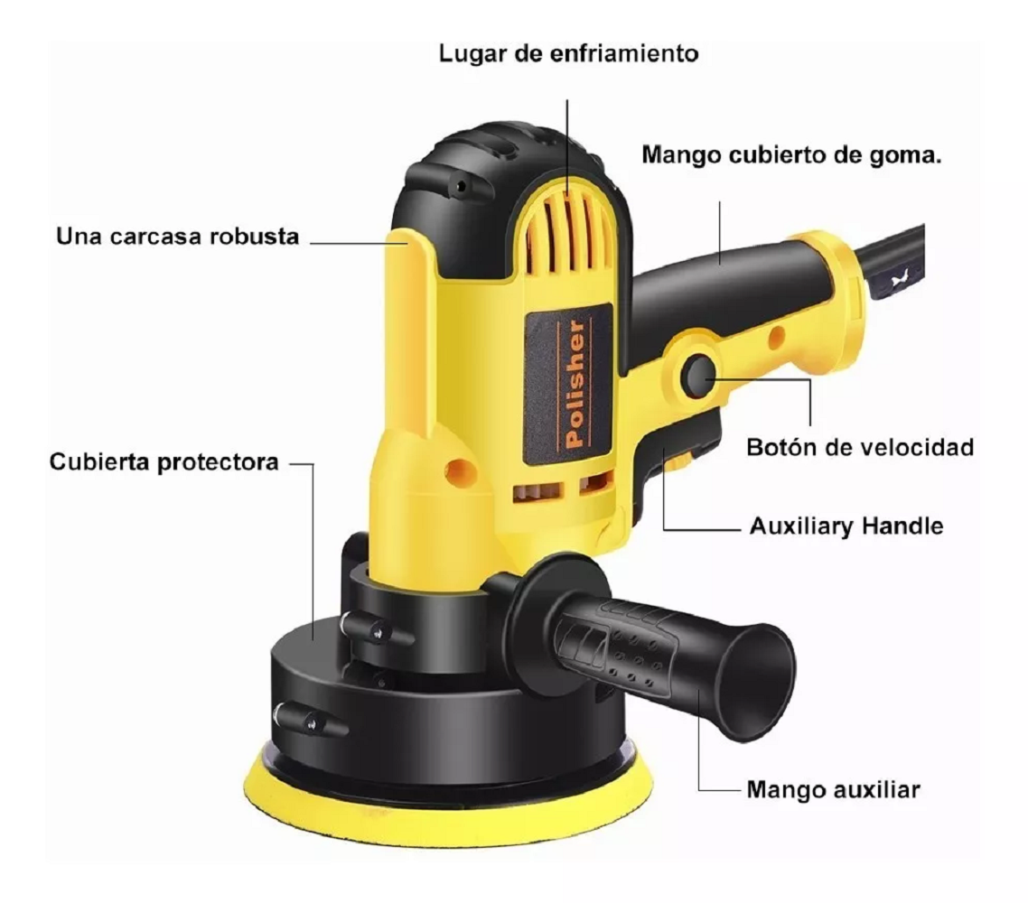 Foto 3 pulgar | Kit Pulidora Eléctrica Polisher color Amarillo para Coche 700W 110V 16 Piezas