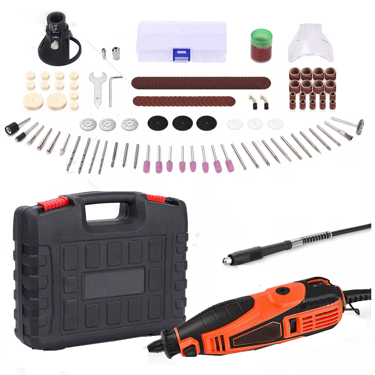 Set Rectificadora Mototool Electrico con 140 Accesorios Eo Safe Imports Esi-8218 Multicolor