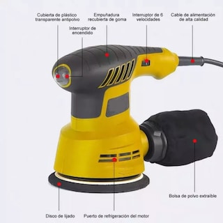 Foto 2 | Lijadoras Orbital Eléctrica 300w Con Colector Polvo +5 Lija Eo Safe Imports Esi-12053 Amarillo