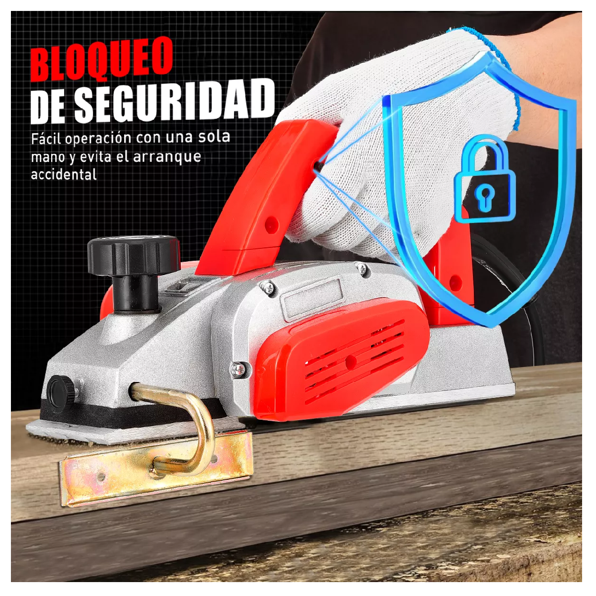 Foto 4 pulgar | Cepillo Eléctrico para Madera 1500w Rojo