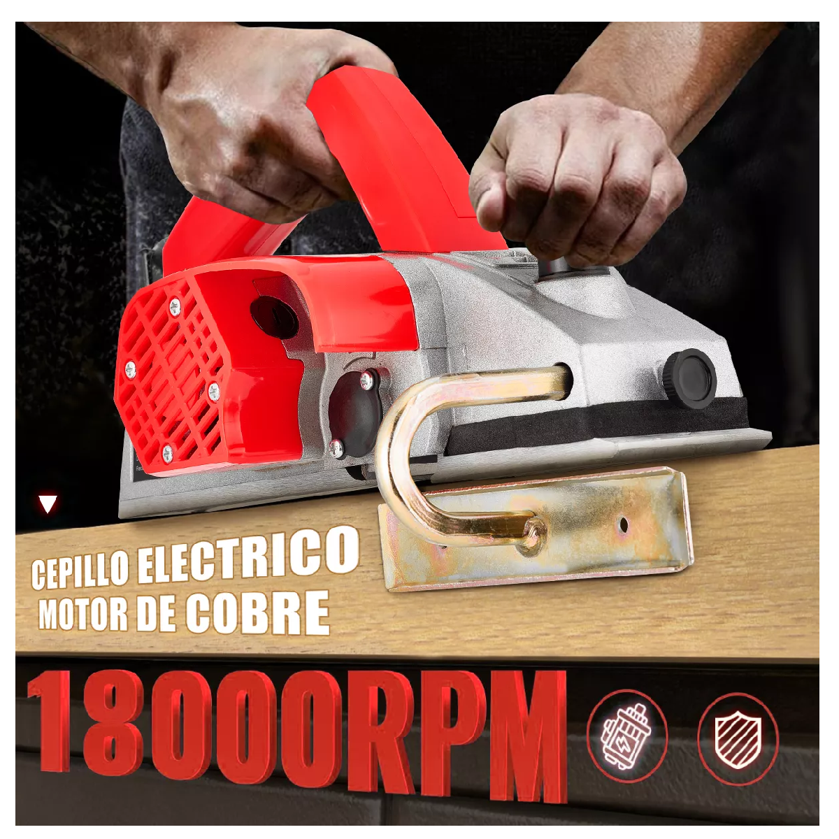 Foto 5 pulgar | Cepillo Eléctrico para Madera 1500w Rojo