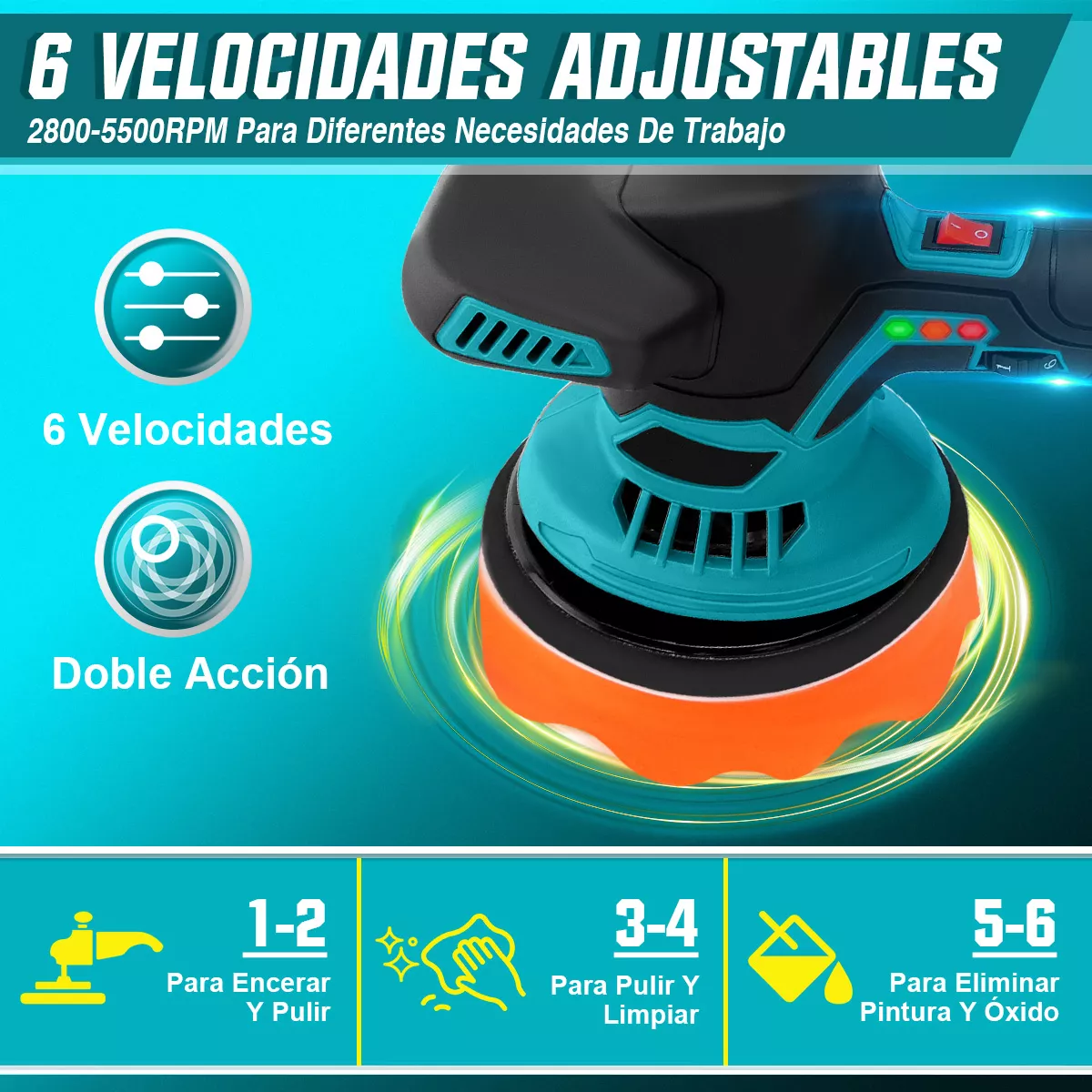 Foto 3 pulgar | Pulidora Eléctrica Inalámbrica Pulidora Orbital Para Autos Eo Safe Imports Esi-17119 Multicolor