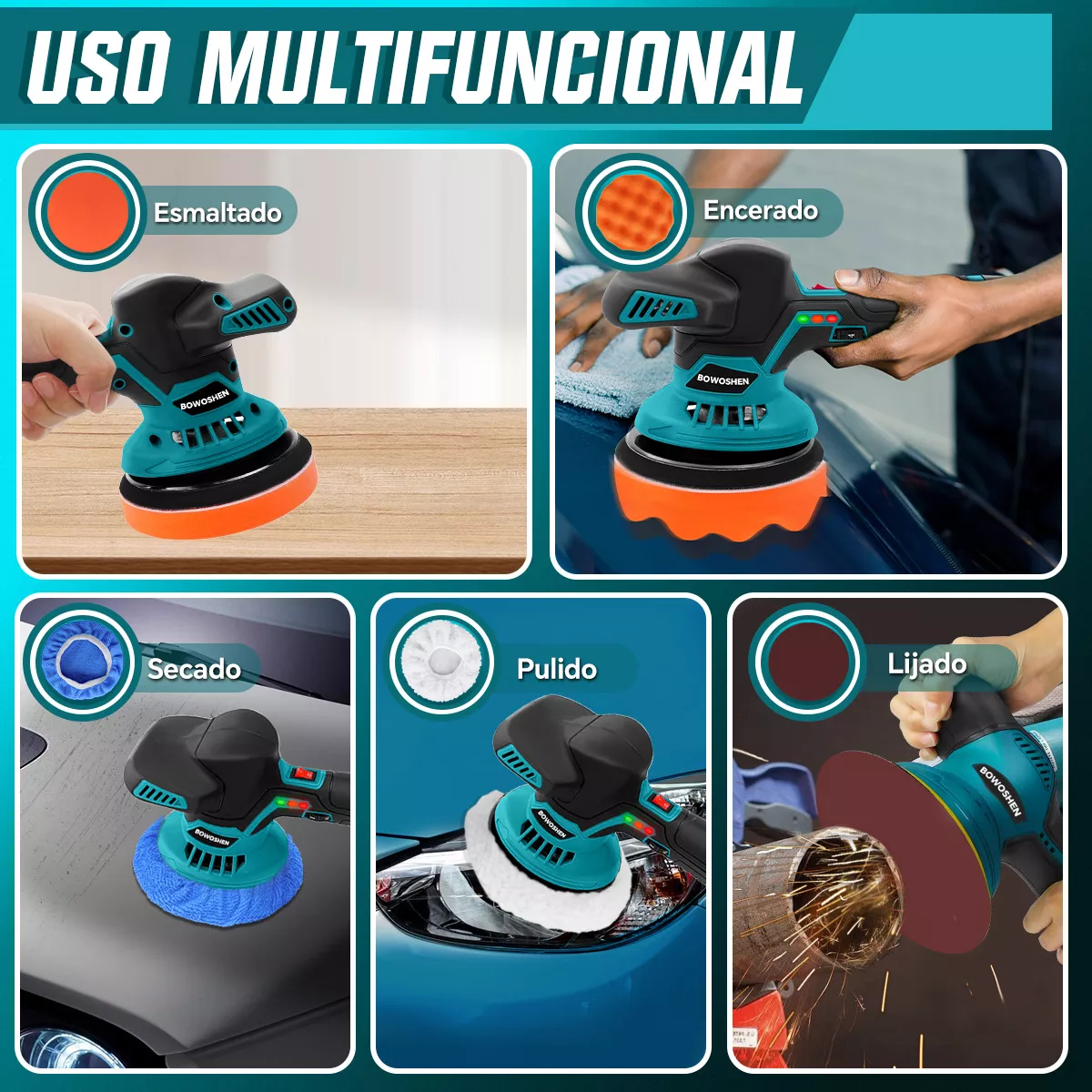 Foto 4 pulgar | Pulidora Eléctrica Inalámbrica Pulidora Orbital Para Autos Eo Safe Imports Esi-17119 Multicolor