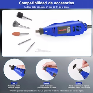 Foto 2 | Minitaladro Esmeril 135w con Accesorios Eo Safe Imports ESI-17228 Azul