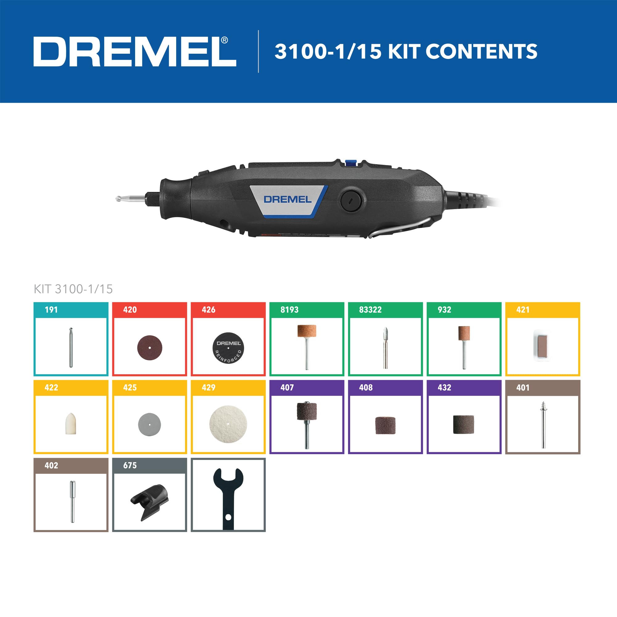 Foto 2 | Kit De Herramientas Rotativas Dremel 3100-1/15 De Velocidad Variable Con 1 Accesorio - Venta Internacional.