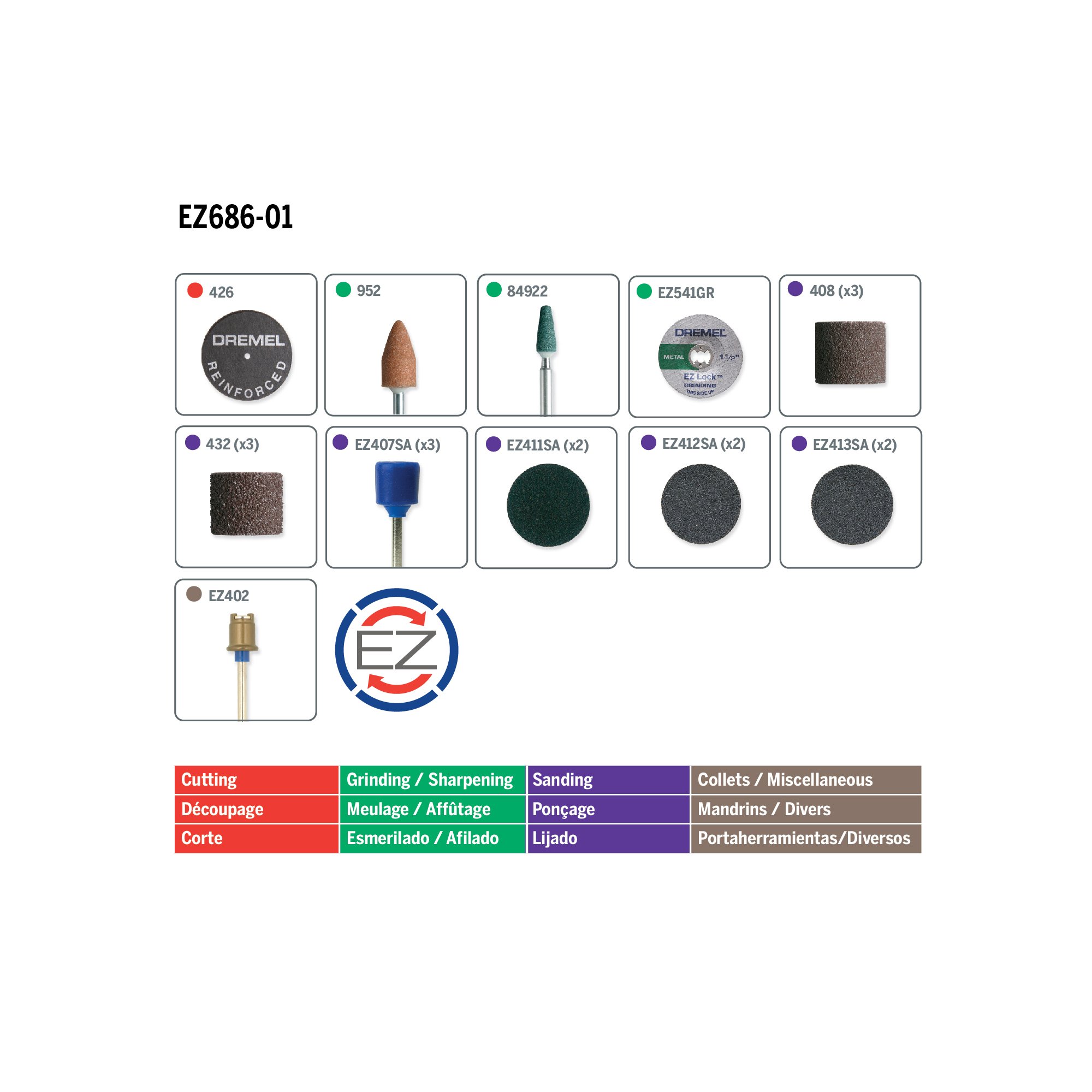 Foto 3 pulgar | Kit De Accesorios Para Herramientas Rotativas Dremel Ez686-01 Ez Lock - Venta Internacional.