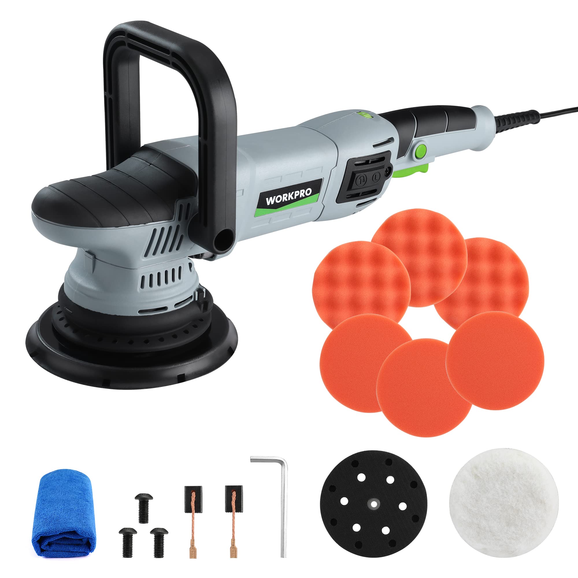 Pulidora De Búfer Workpro De 6 Pulgadas Y 1080 W De Doble Acción Para Automóvil - Venta Internacional.