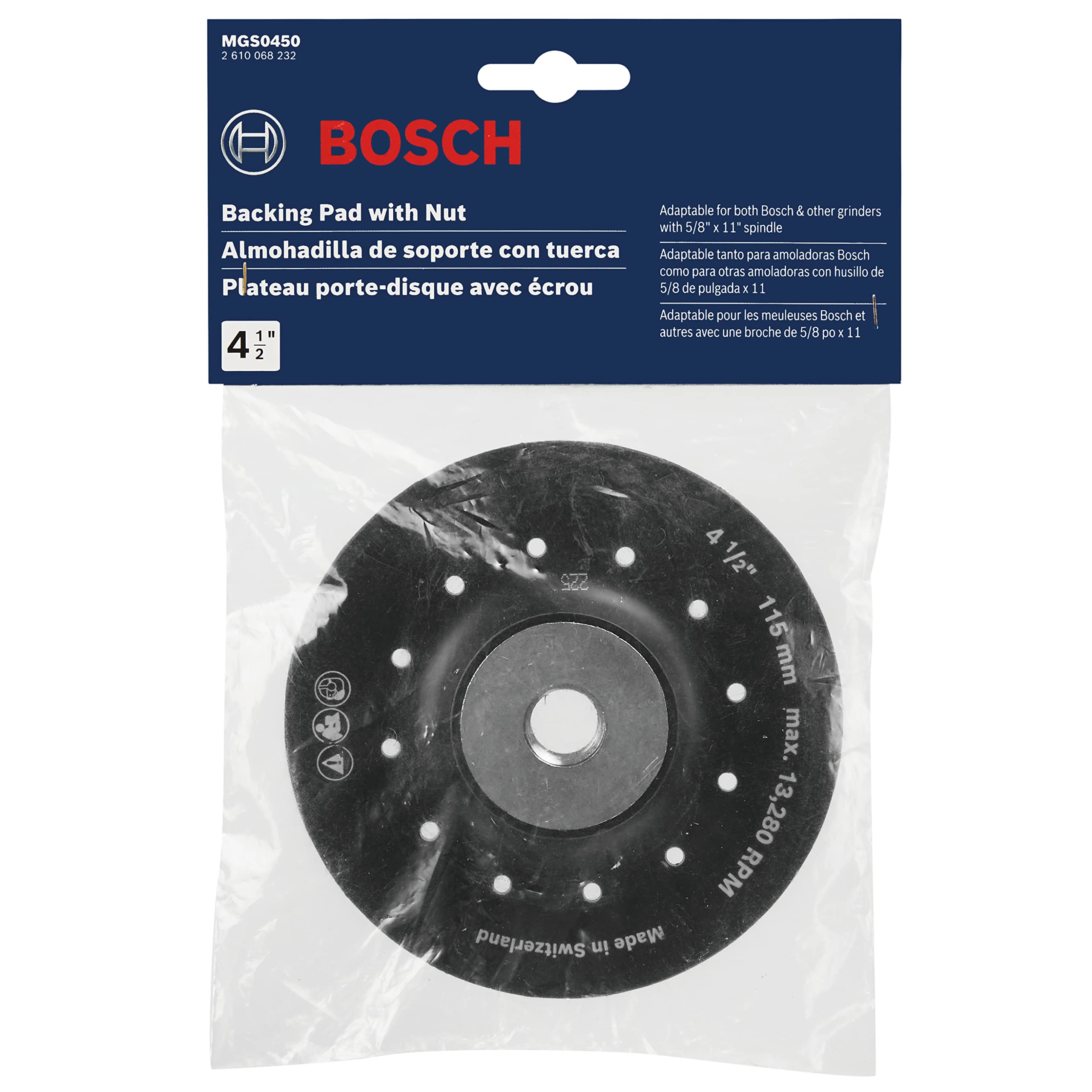 Foto 2 | Almohadilla De Respaldo Bosch Mgs0450 Para Amoladora Angular De 11 Cm - Venta Internacional.