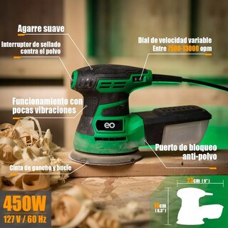 Foto 3 | Lijadora Roto Orbital 5'' De 13000 Opm 450w Eo Safe Imports Esi-7090-1 Verde