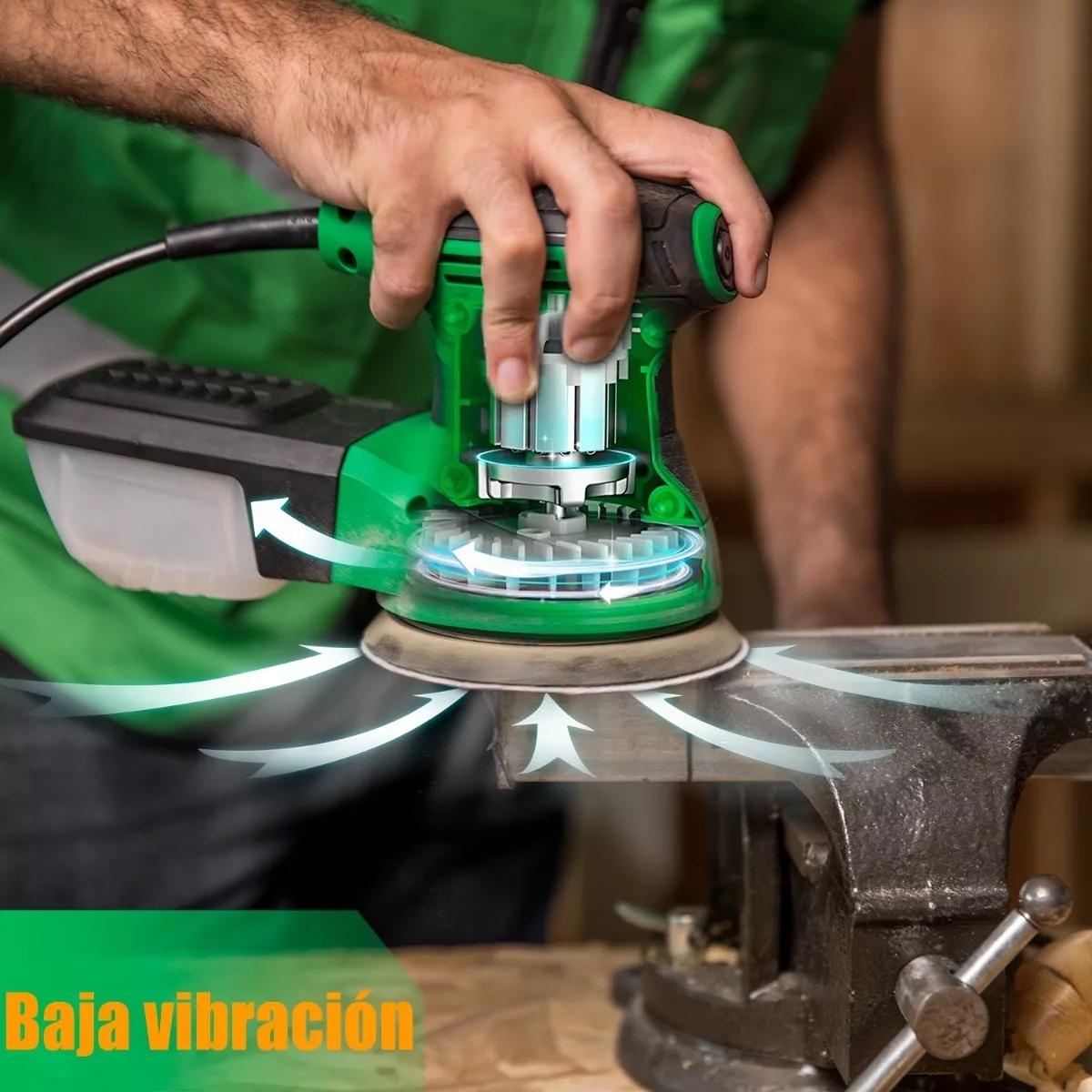 Foto 5 pulgar | Lijadora Roto Orbital 5'' De 13000 Opm 450w Eo Safe Imports Esi-7090-1 Verde