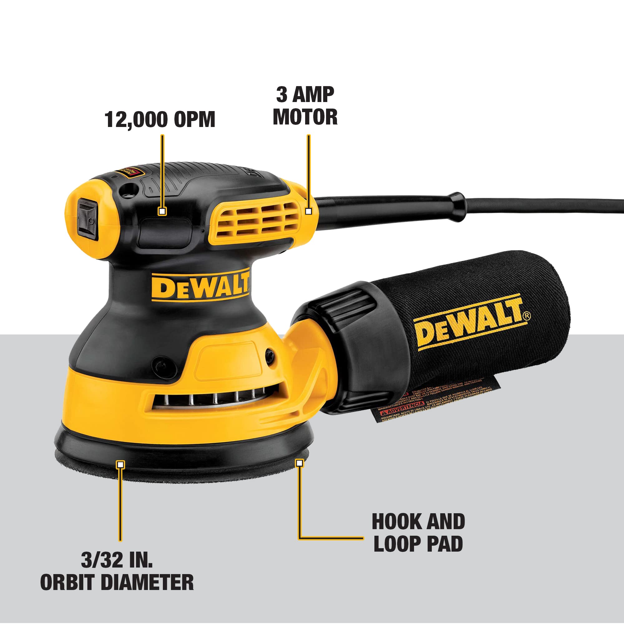 Foto 3 | Lijadora Orbital Dewalt Dwe6421k 3a, 12 000 Ppm, 5 Pulgadas, Con Cable - Venta Internacional.